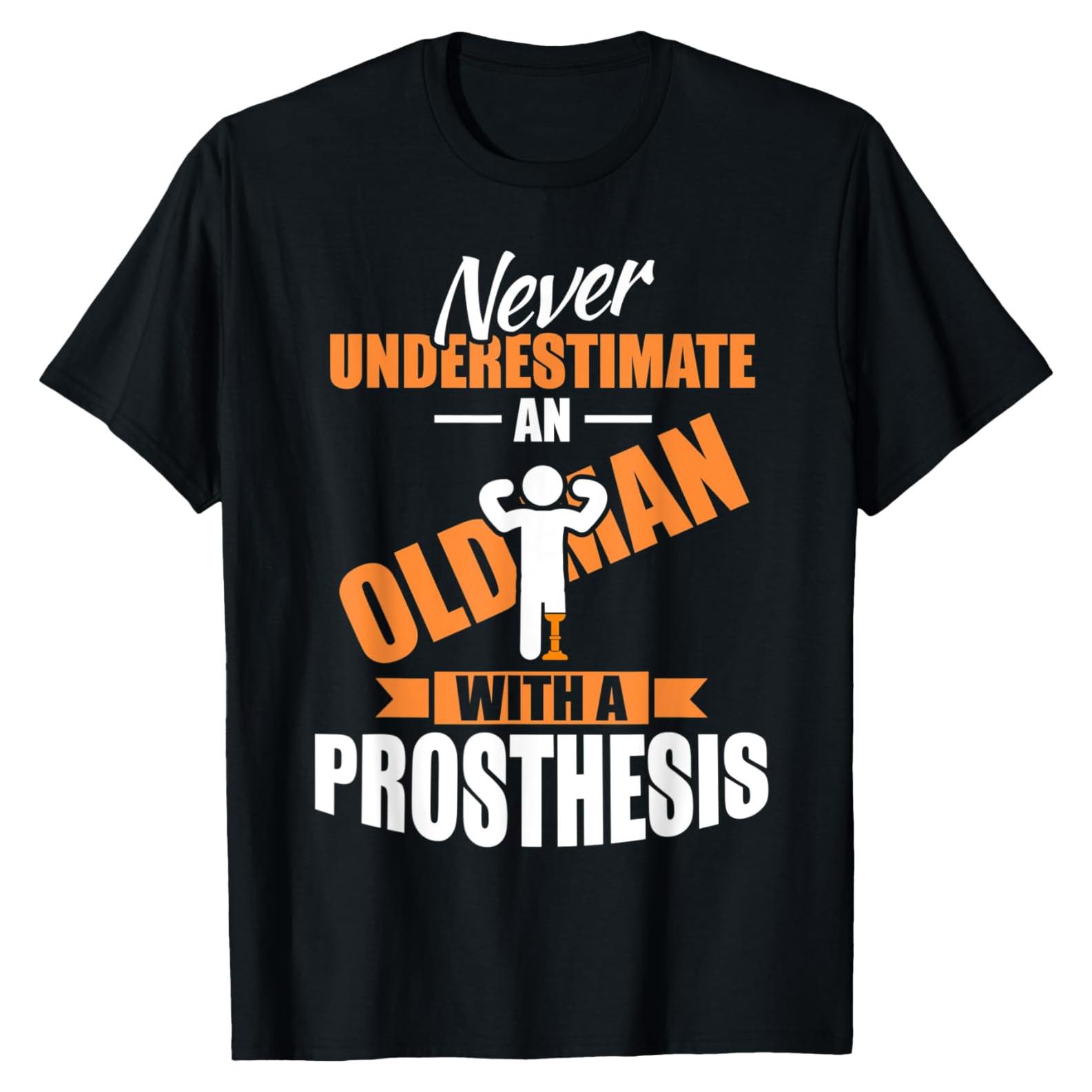Camiseta para hombres amputados con prótesis negra