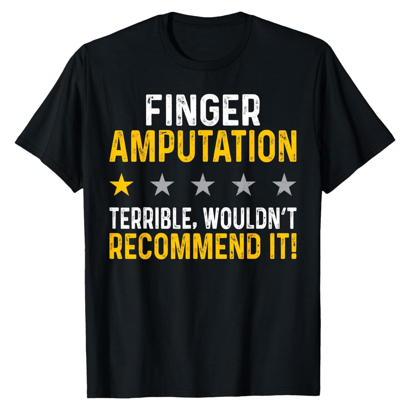 Camiseta Divertida Amputado de Dedo Funny Amputee - Negro