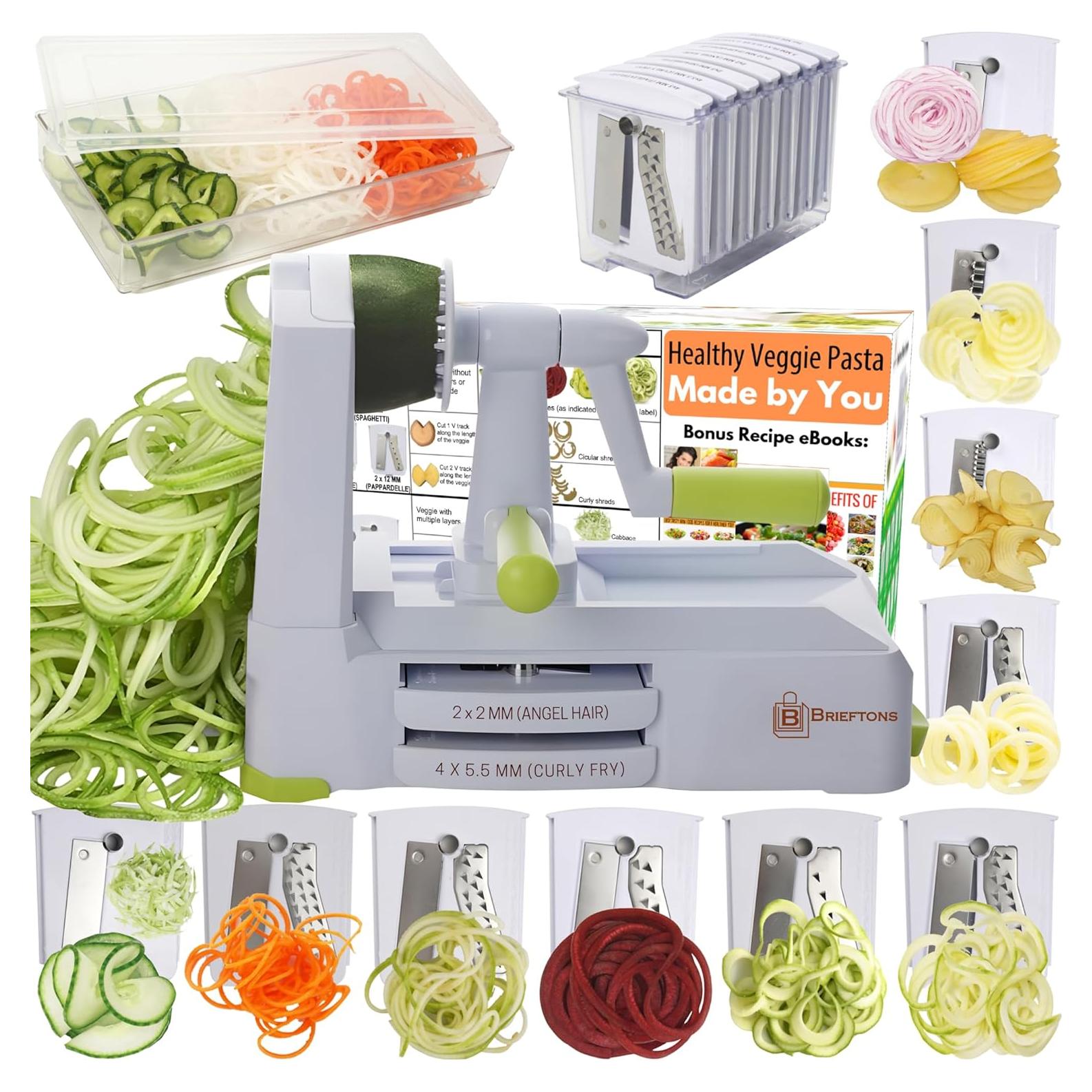 Espiralizador de Verduras Brieftons 10 Cuchillas Manual