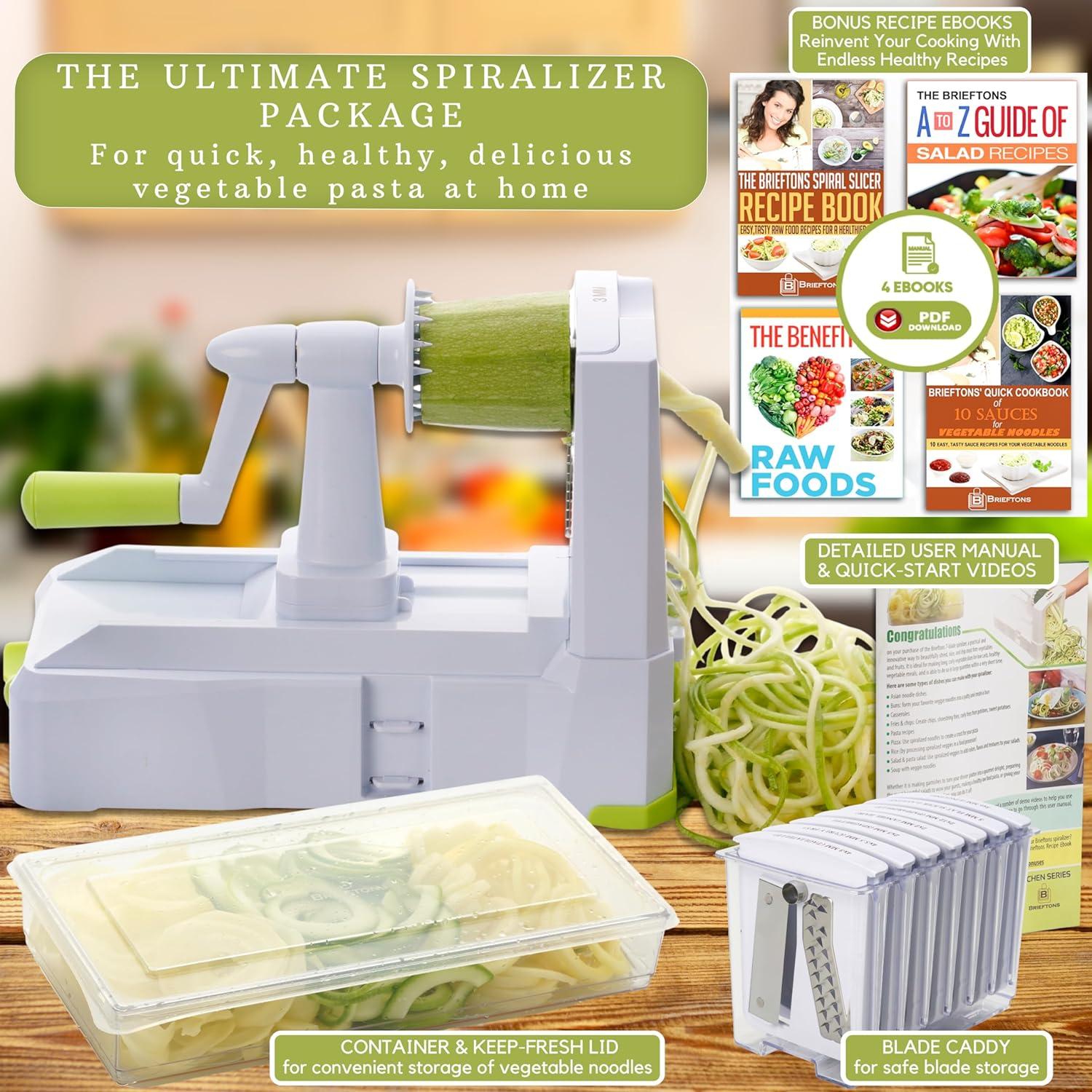 Espiralizador de Verduras Brieftons 10 Cuchillas Manual