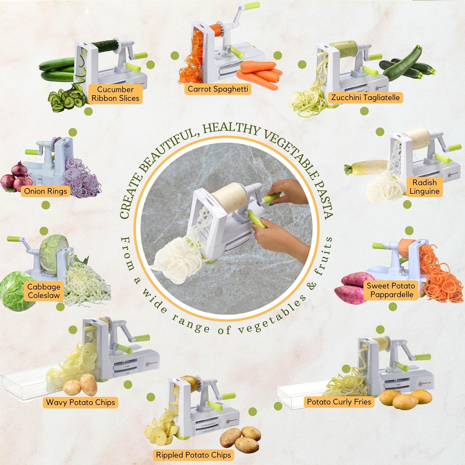 Espiralizador de Verduras Brieftons 10 Cuchillas Manual