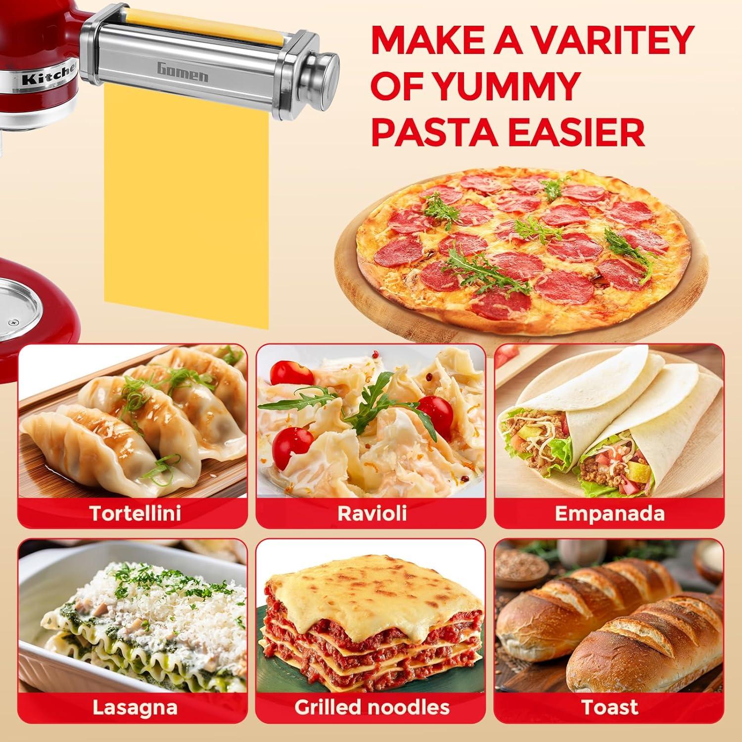 Rodillo de Pasta Gomen para Mezclador Kitchenaid 8 Ajustes