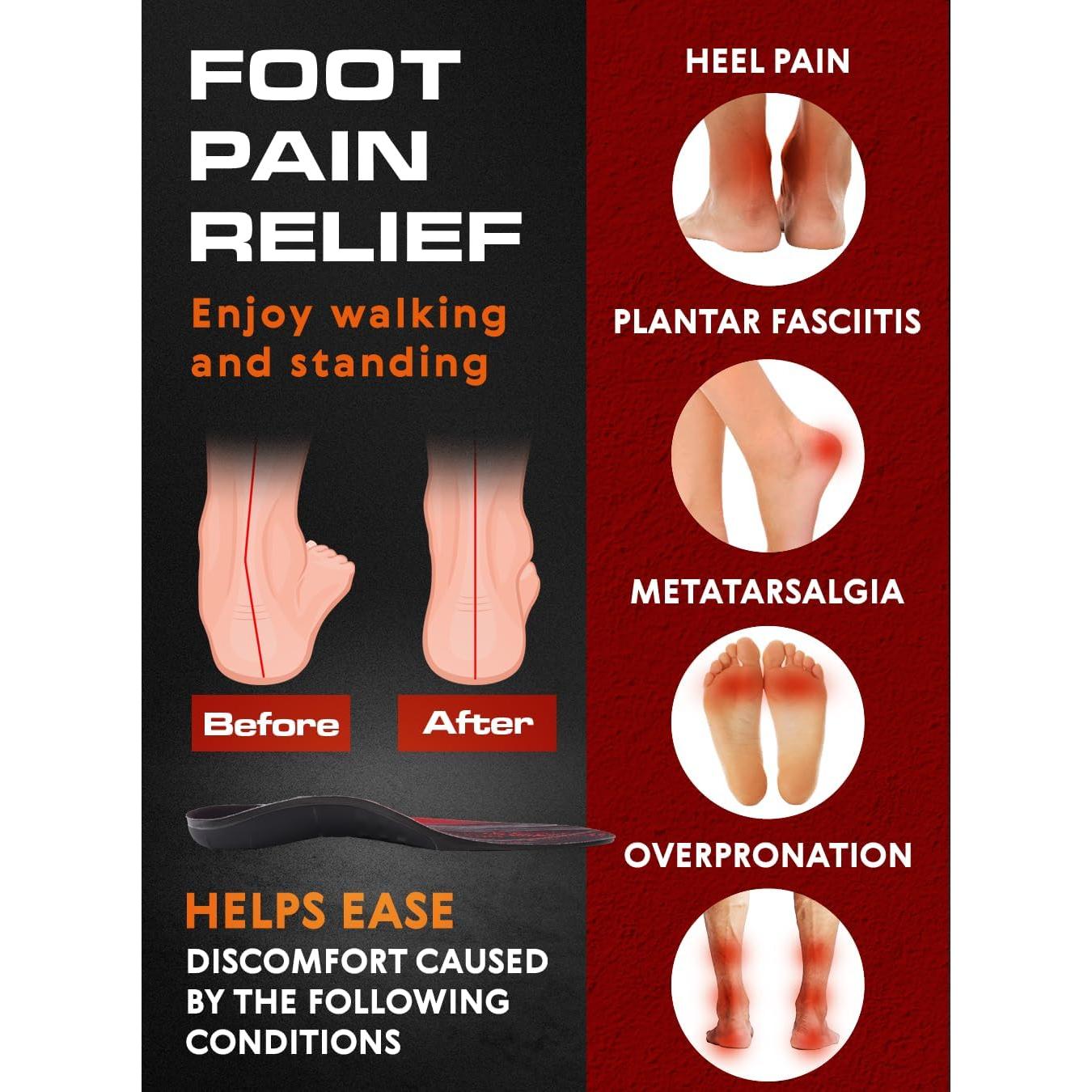 Plantillas ortopédicas CRUVHEAL para fascitis plantar M Negro