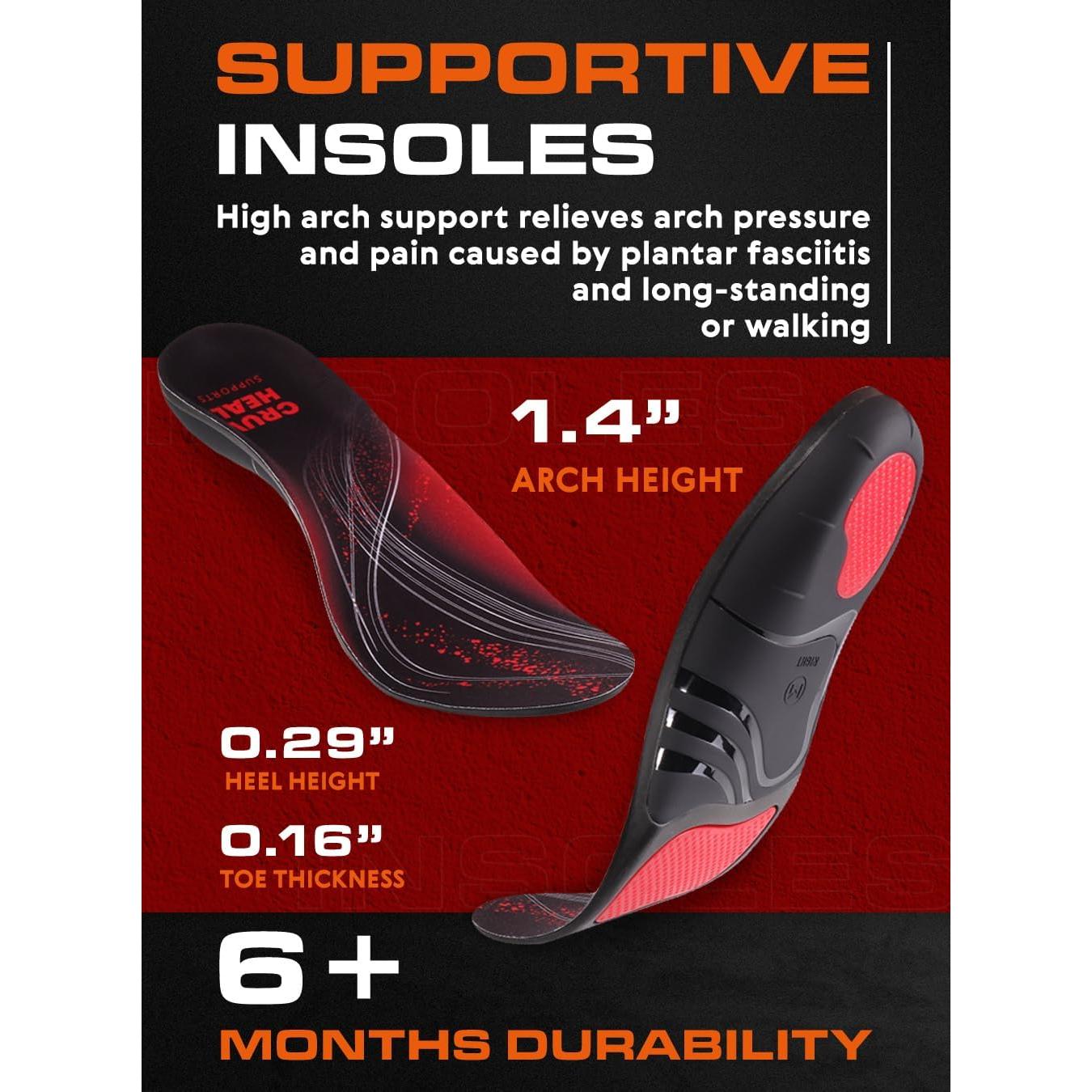 Plantillas ortopédicas CRUVHEAL para fascitis plantar M Negro