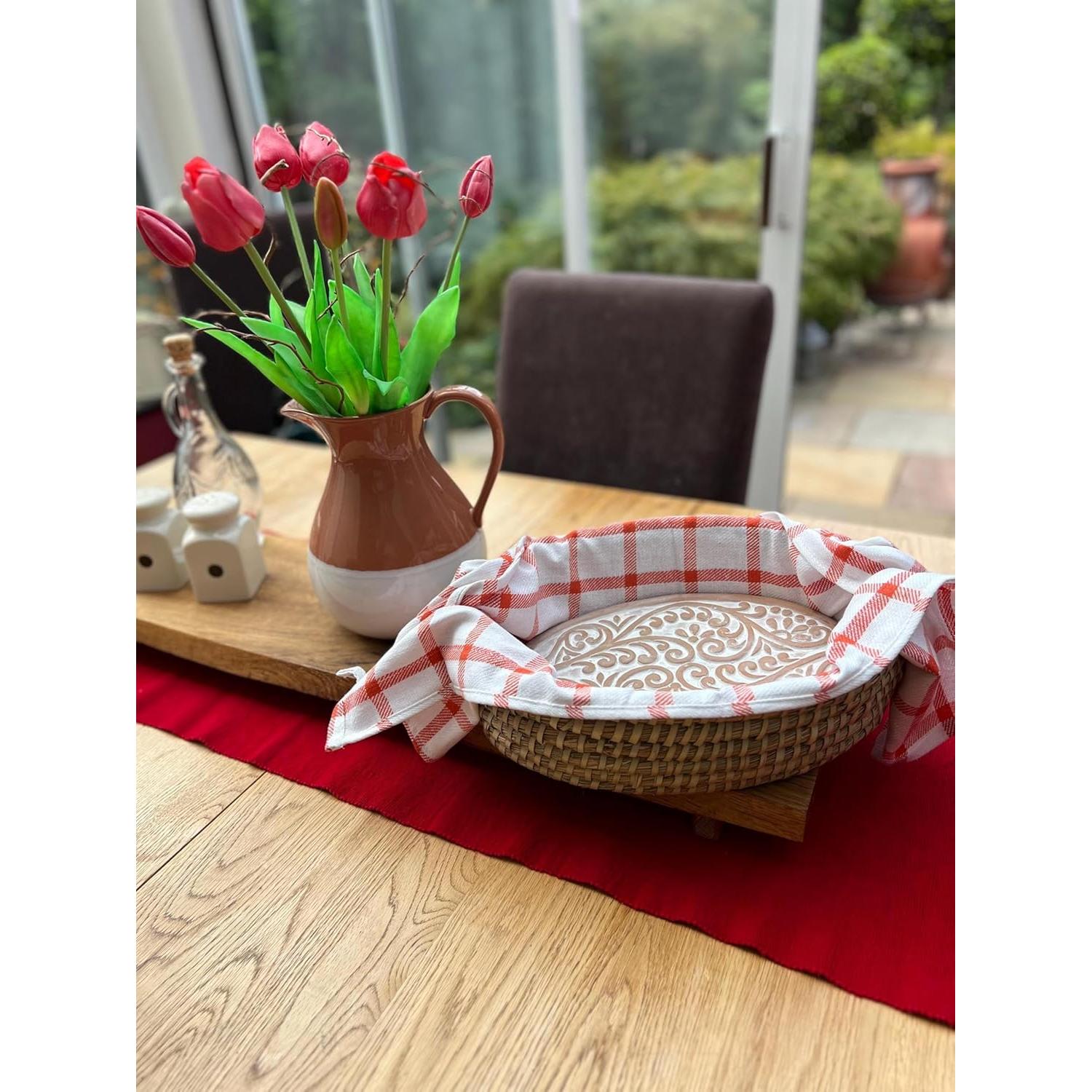 Cesta Calentadora de Pan HofArtisan Ovalada Terracota 31.75 cm