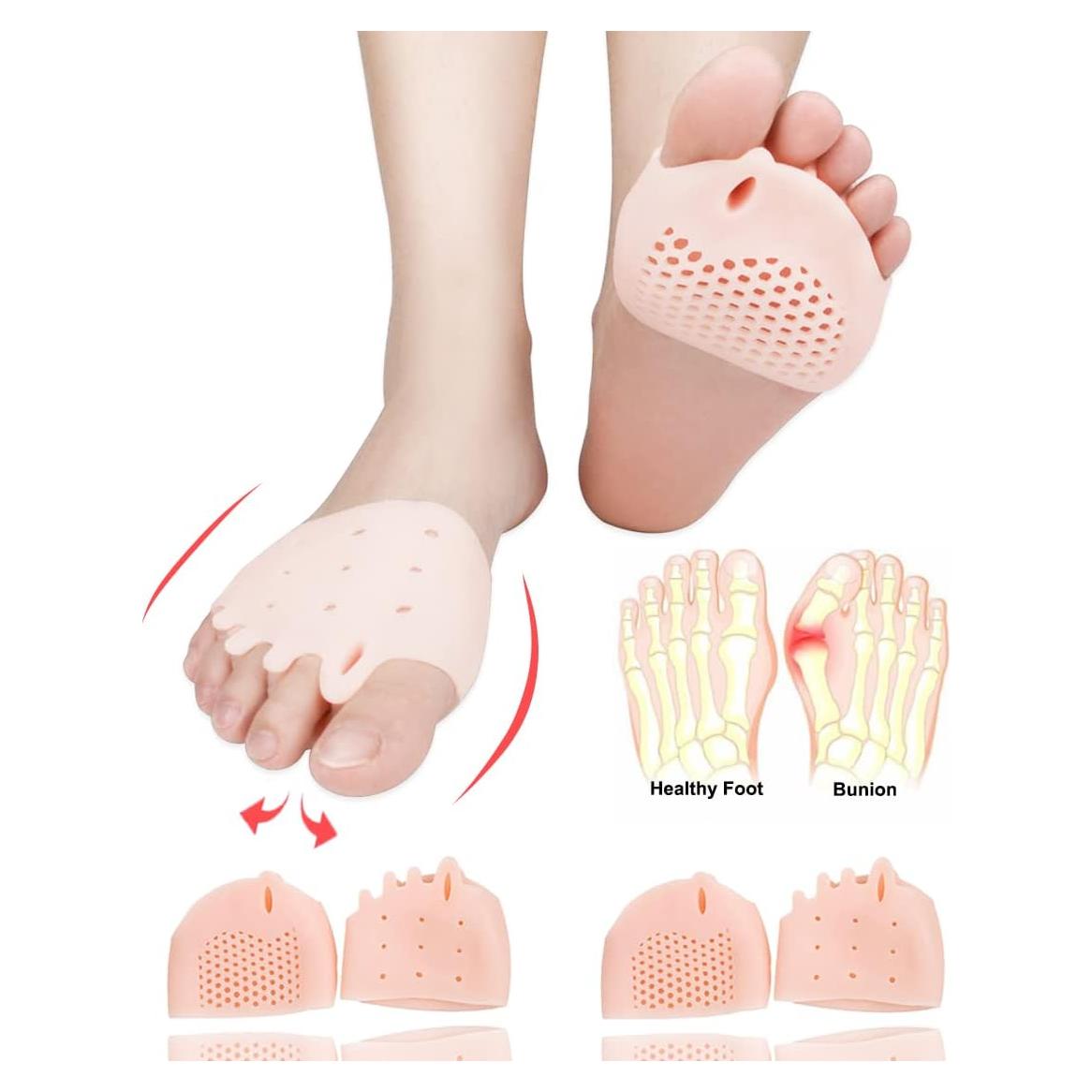 Almohadillas Metatarsales JUMPOW 2 Pares Rosa Alivio Dolor