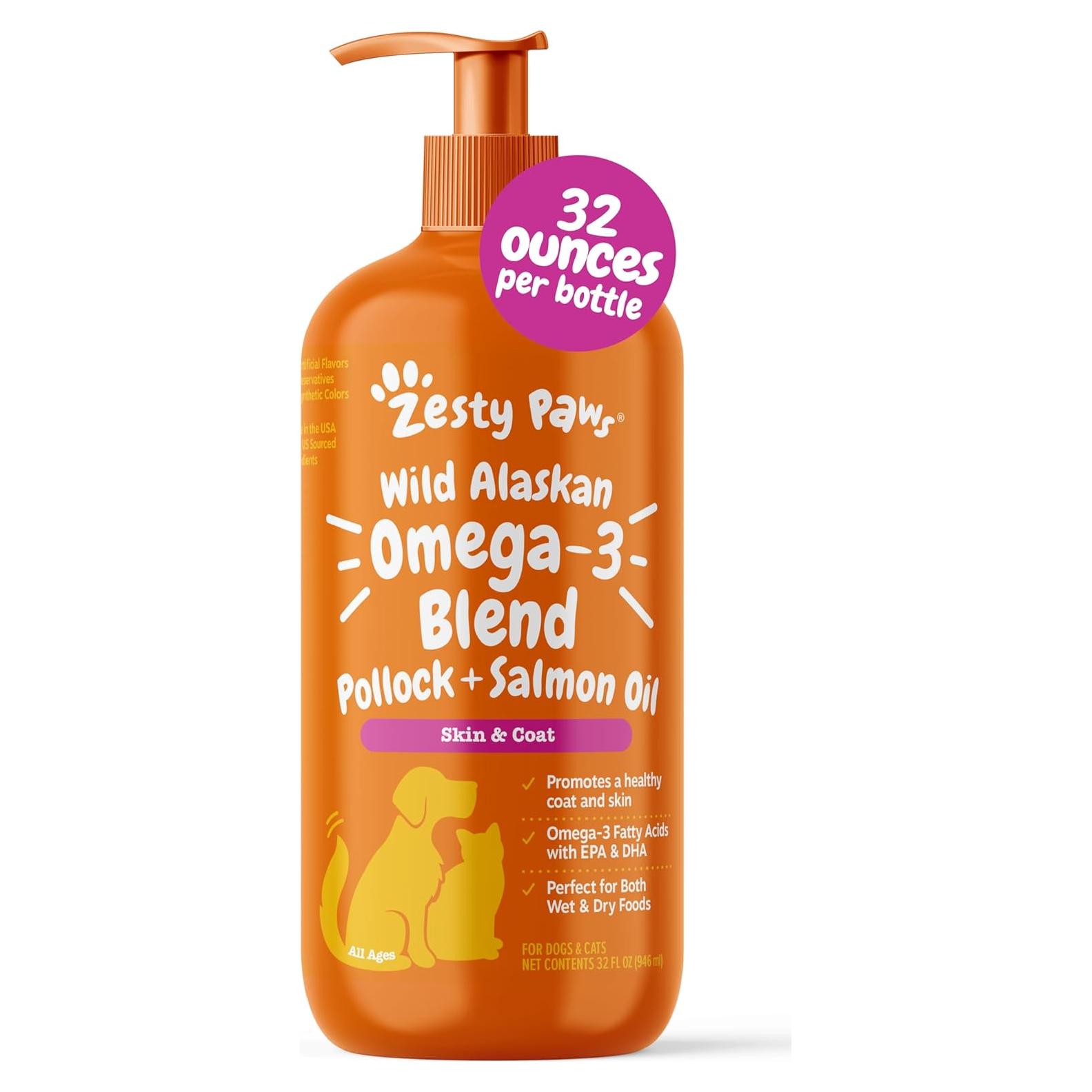 Aceite de Salmón Zesty Paws 946 ml para Perros y Gatos - Omega 3