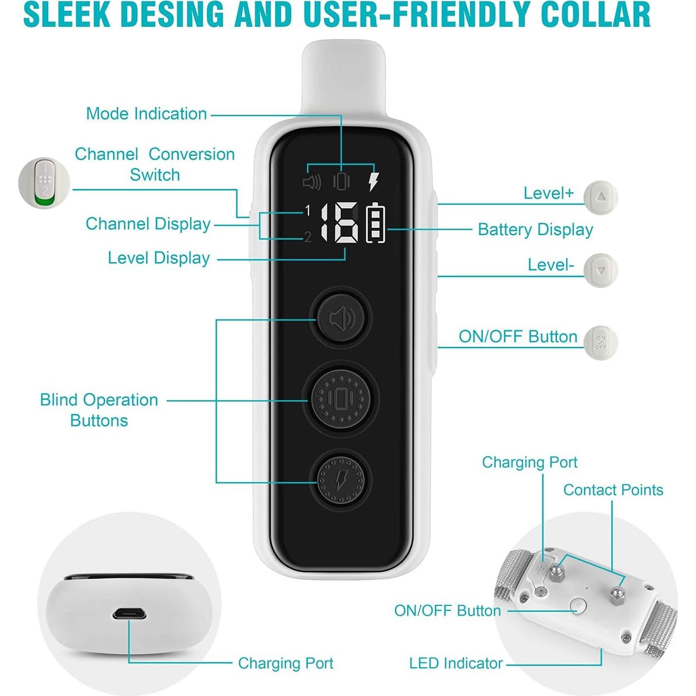 Collar de Choque Bousnic para Perros Recargable Impermeable