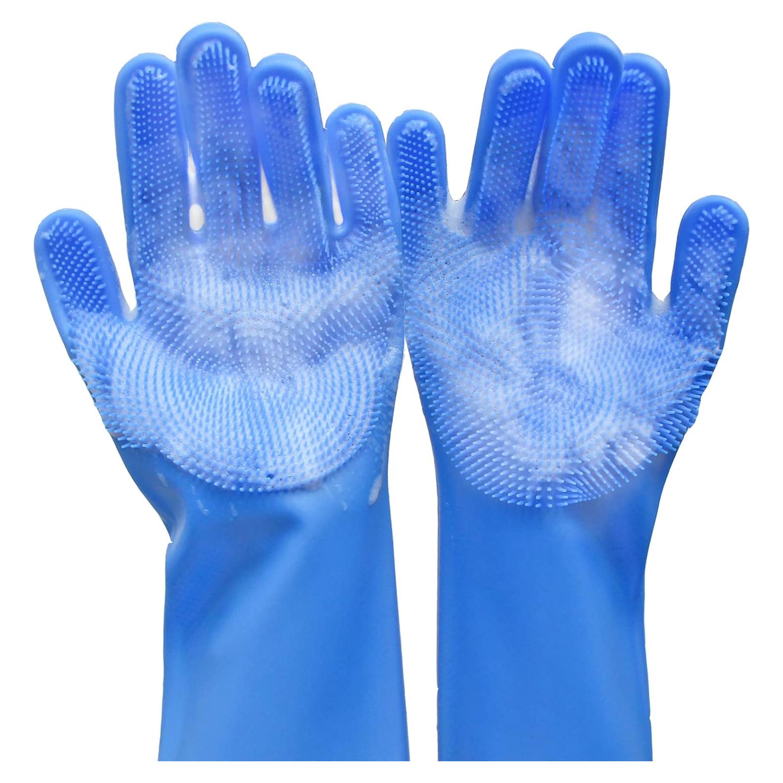 Guantes de Aseo para Mascotas Yintoper Azul 2 en 1 Silicona
