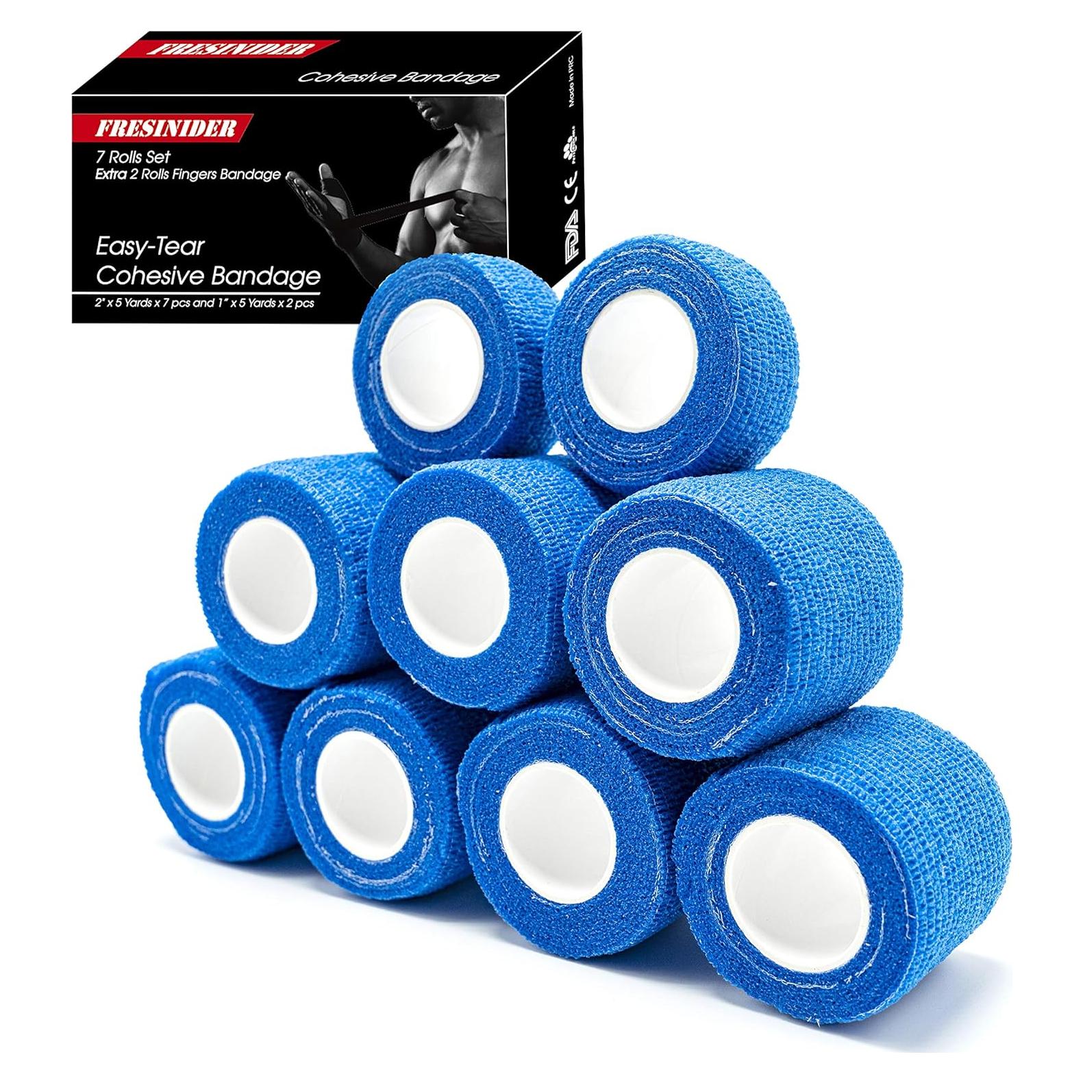 9 Rollos de Cinta Adhesiva FRESINIDER para Lesiones Azul