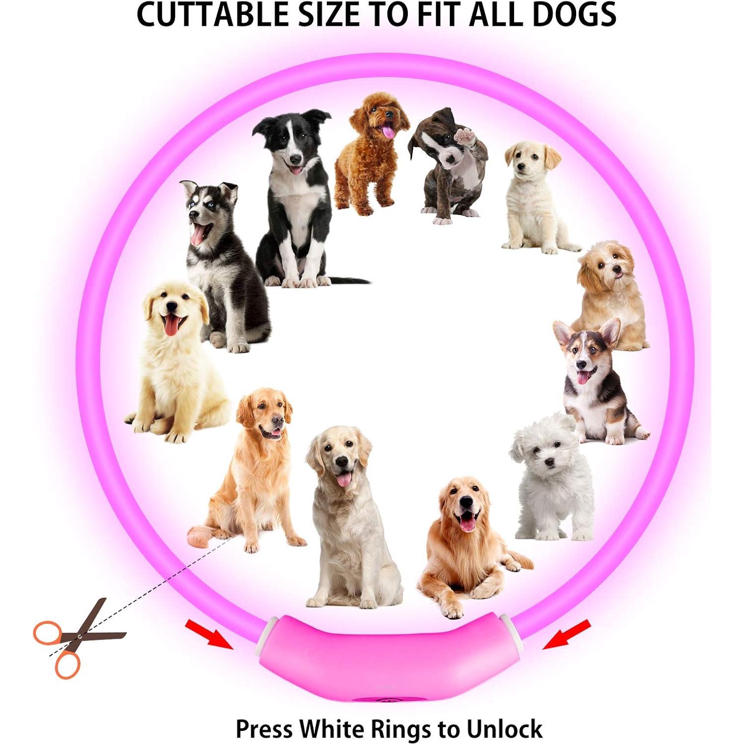 Collar LED para Perros Novkin Rojo y Rosa 2 Paquetes