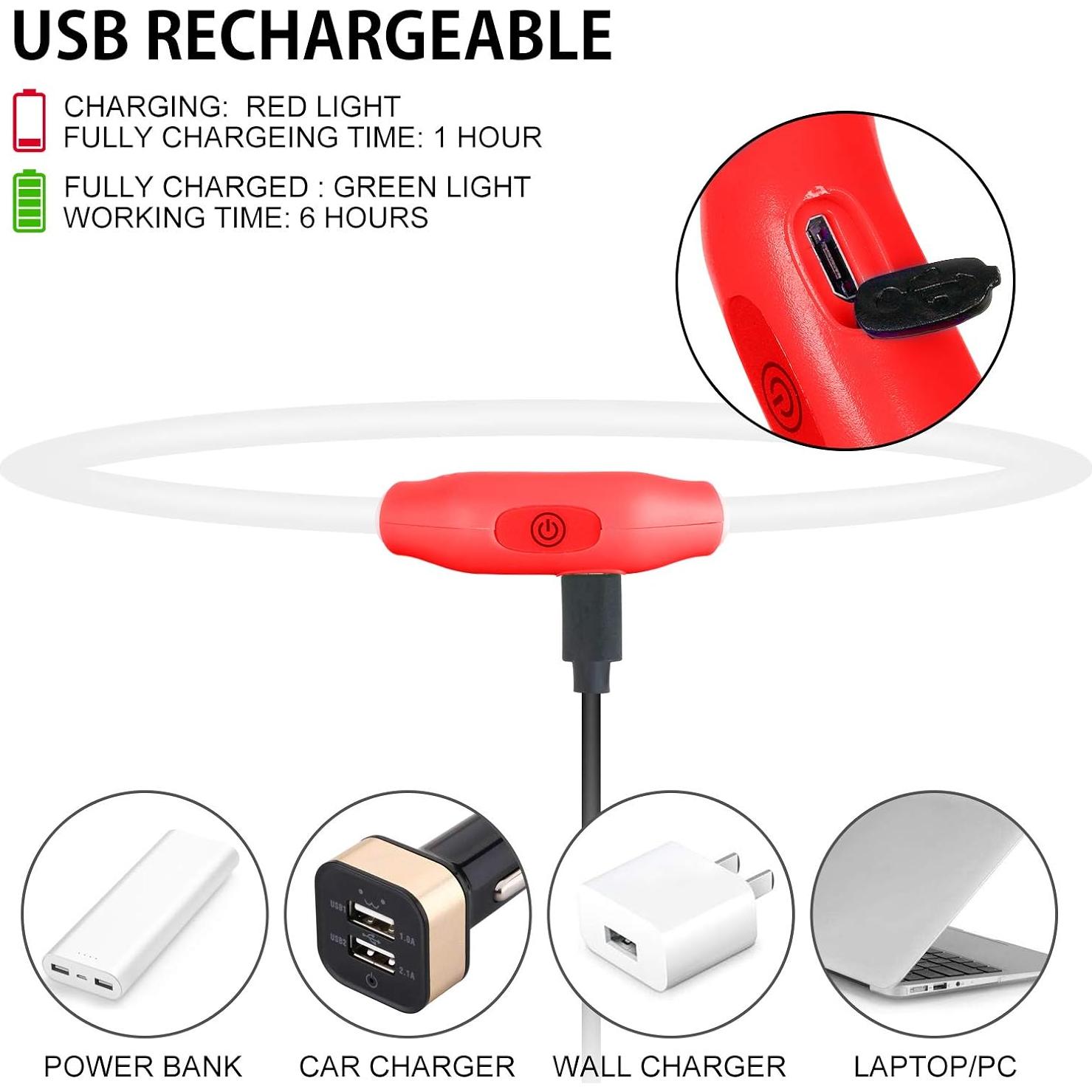 Collar LED para Perros Novkin Rojo y Rosa 2 Paquetes