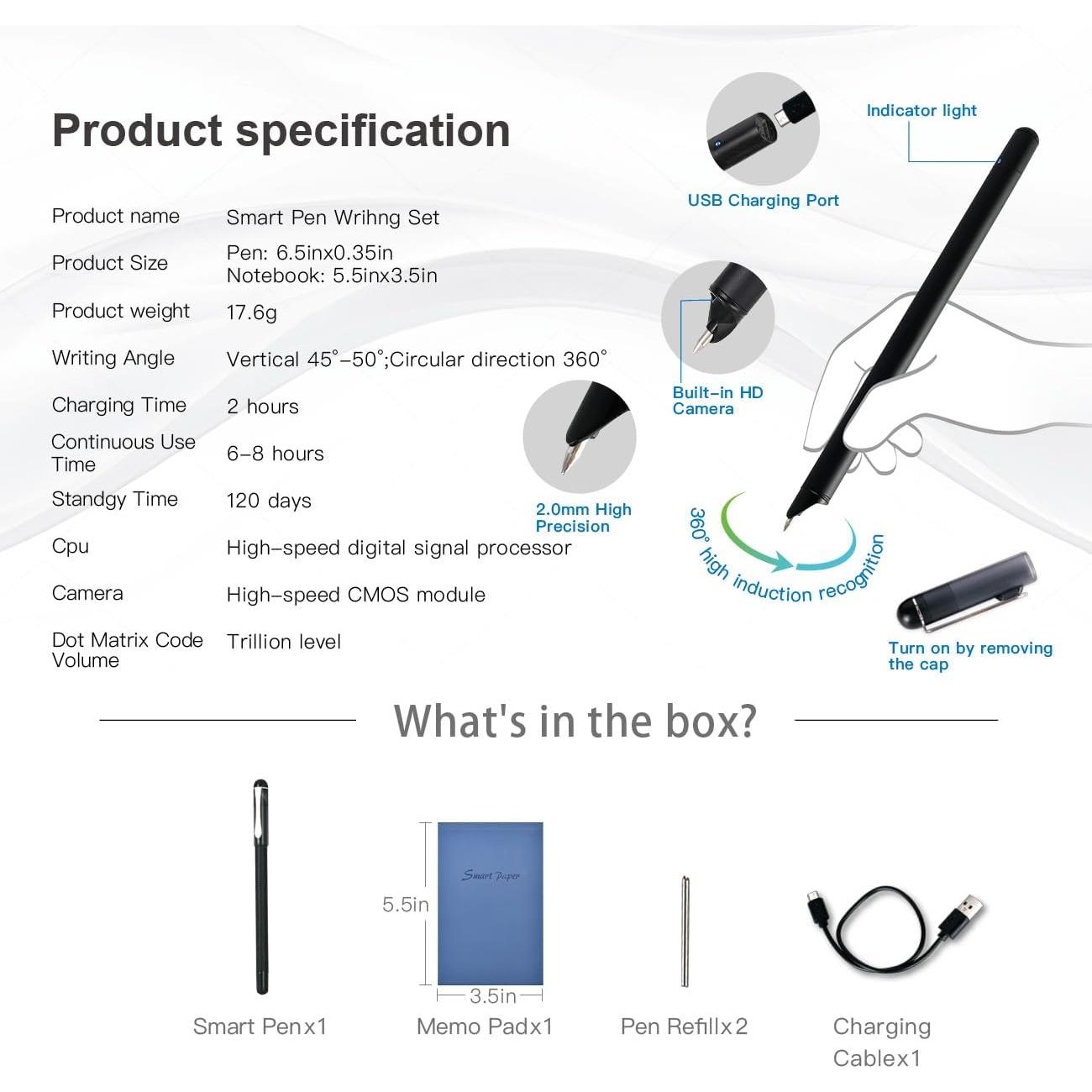 Bolígrafo Inteligente Ophaya + Bloc de Notas Mini 32p