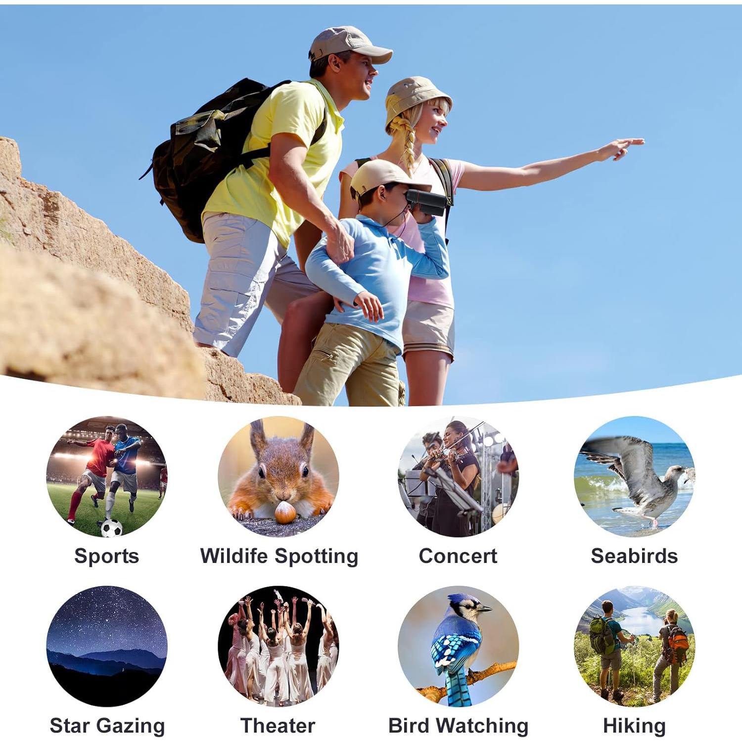 Binoculares Compactos AHFLRITO 8X Plegables Impermeables