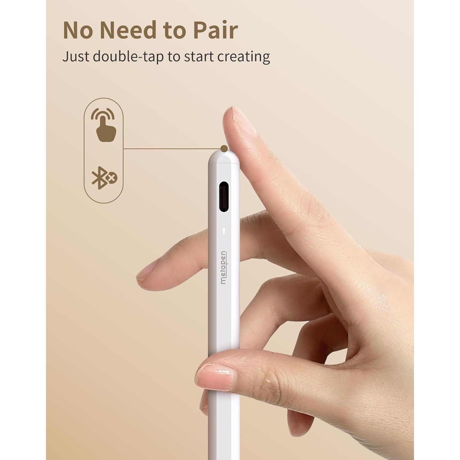 Metapen Pencil A8 para iPad 2018-2025, Carga Rápida, Blanco