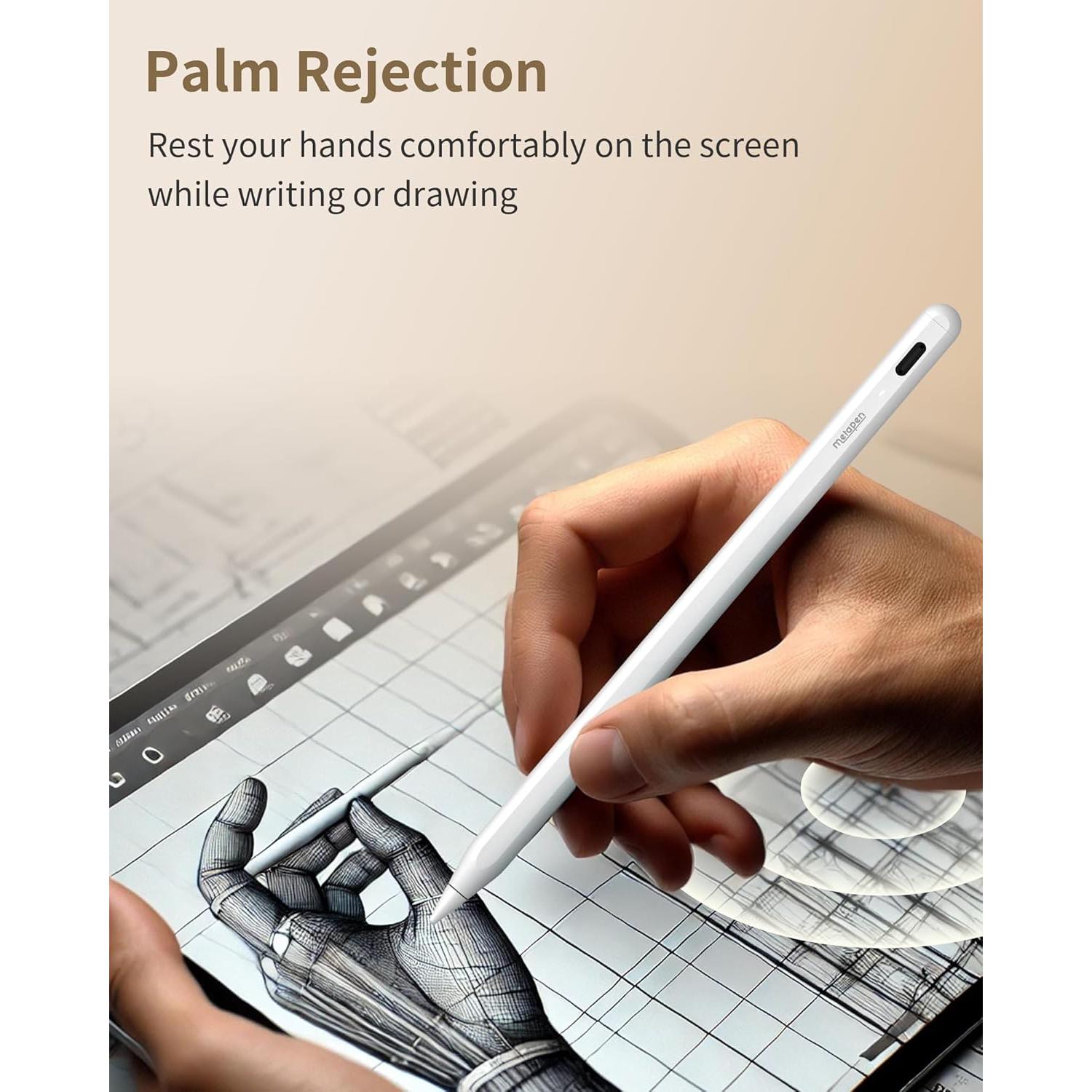 Metapen Pencil A8 para iPad 2018-2025, Carga Rápida, Blanco