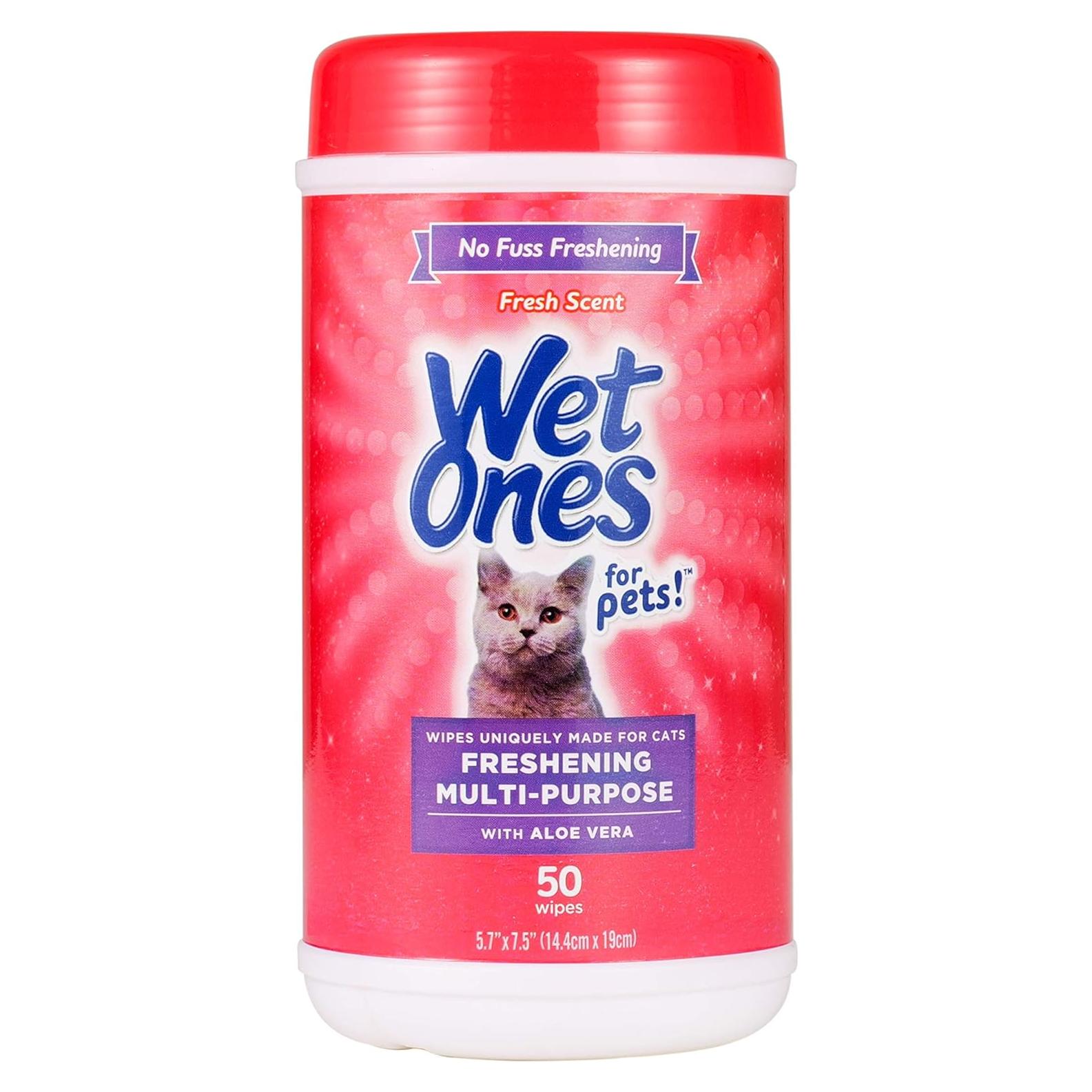 Toallitas Húmedas para Gatos Wet Ones 50 Unidades Aloe Vera