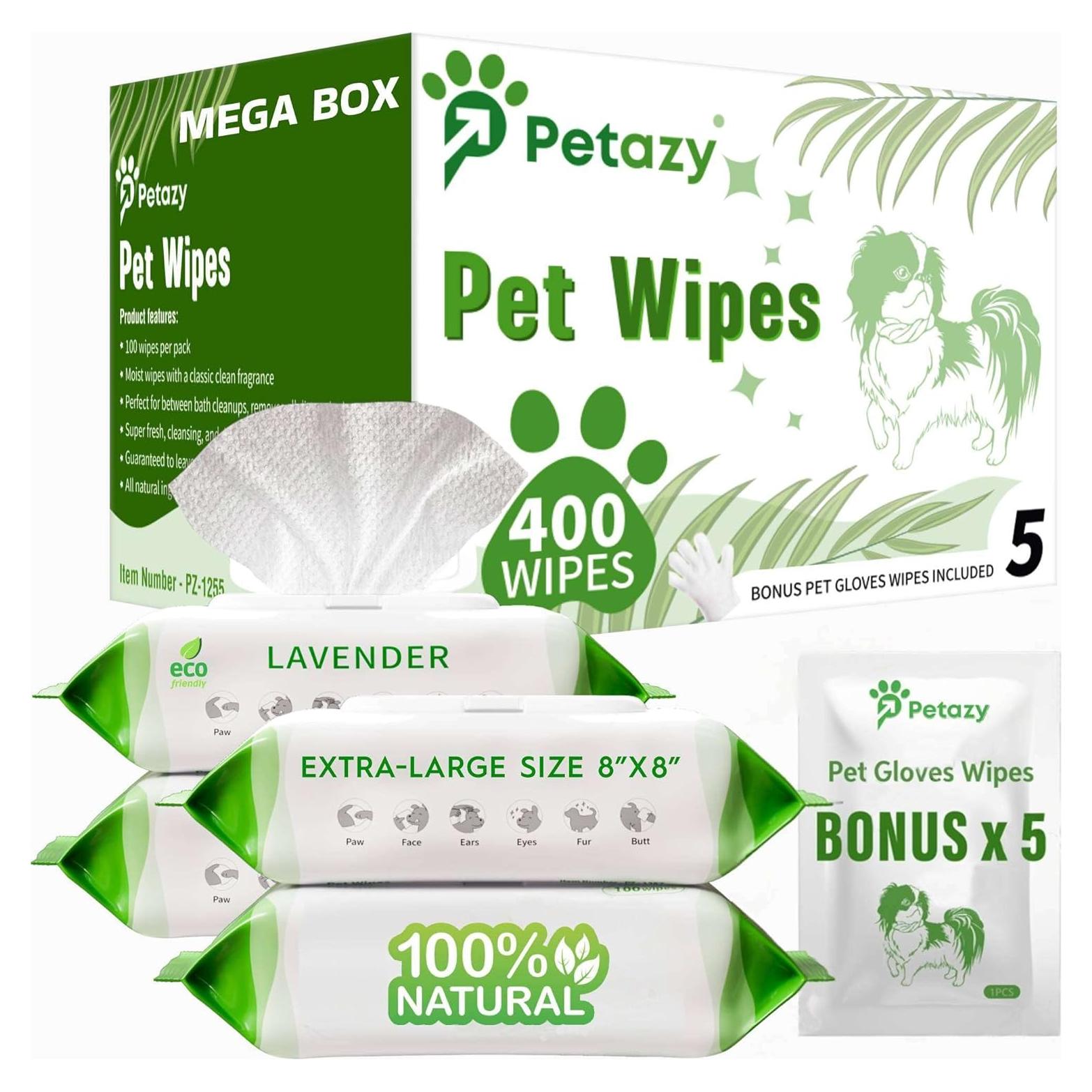 Toallitas Orgánicas para Perros y Gatos Petazy 400 Unidades