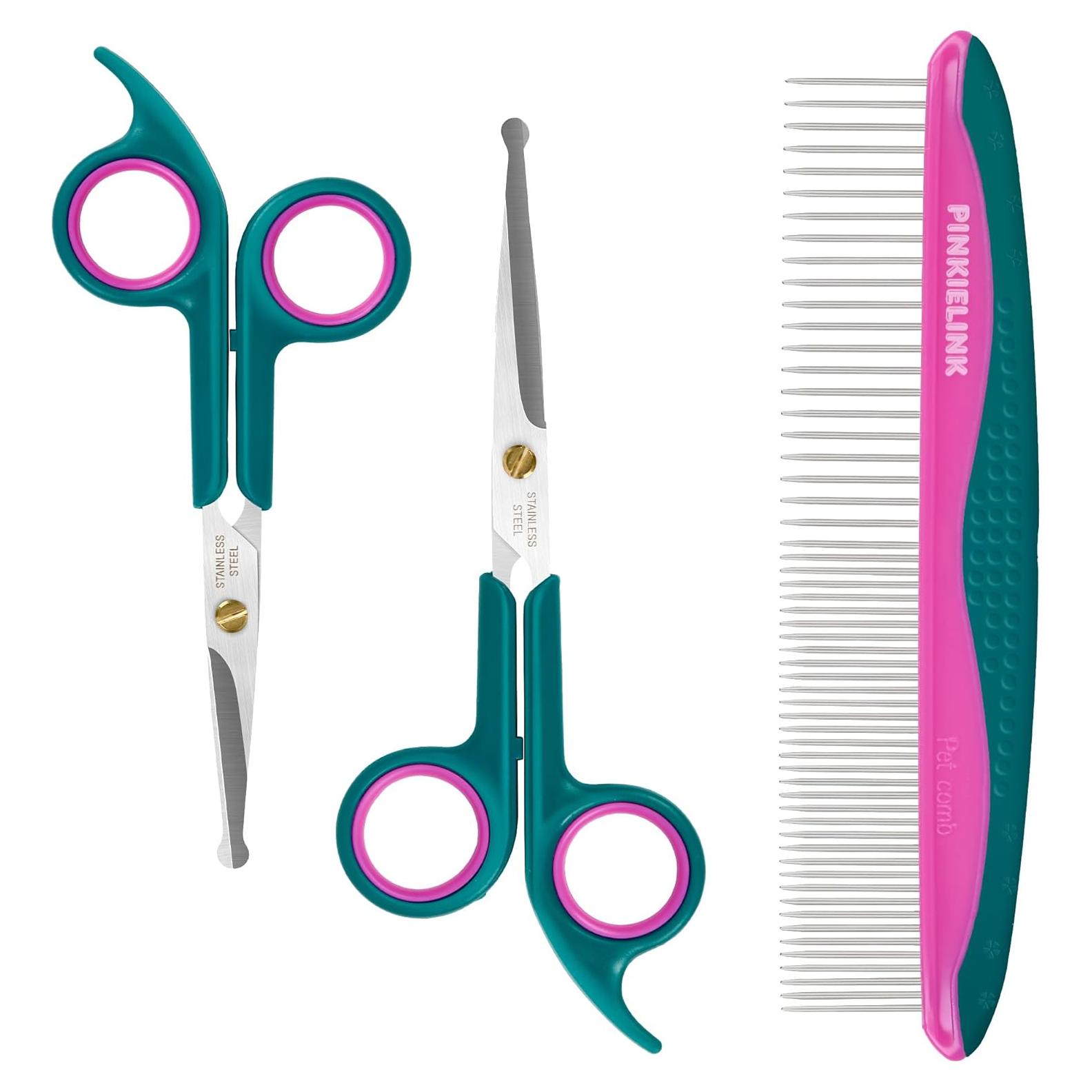Kit de Tijeras Acicalamiento Mascotas PINKIELINK 3 Piezas
