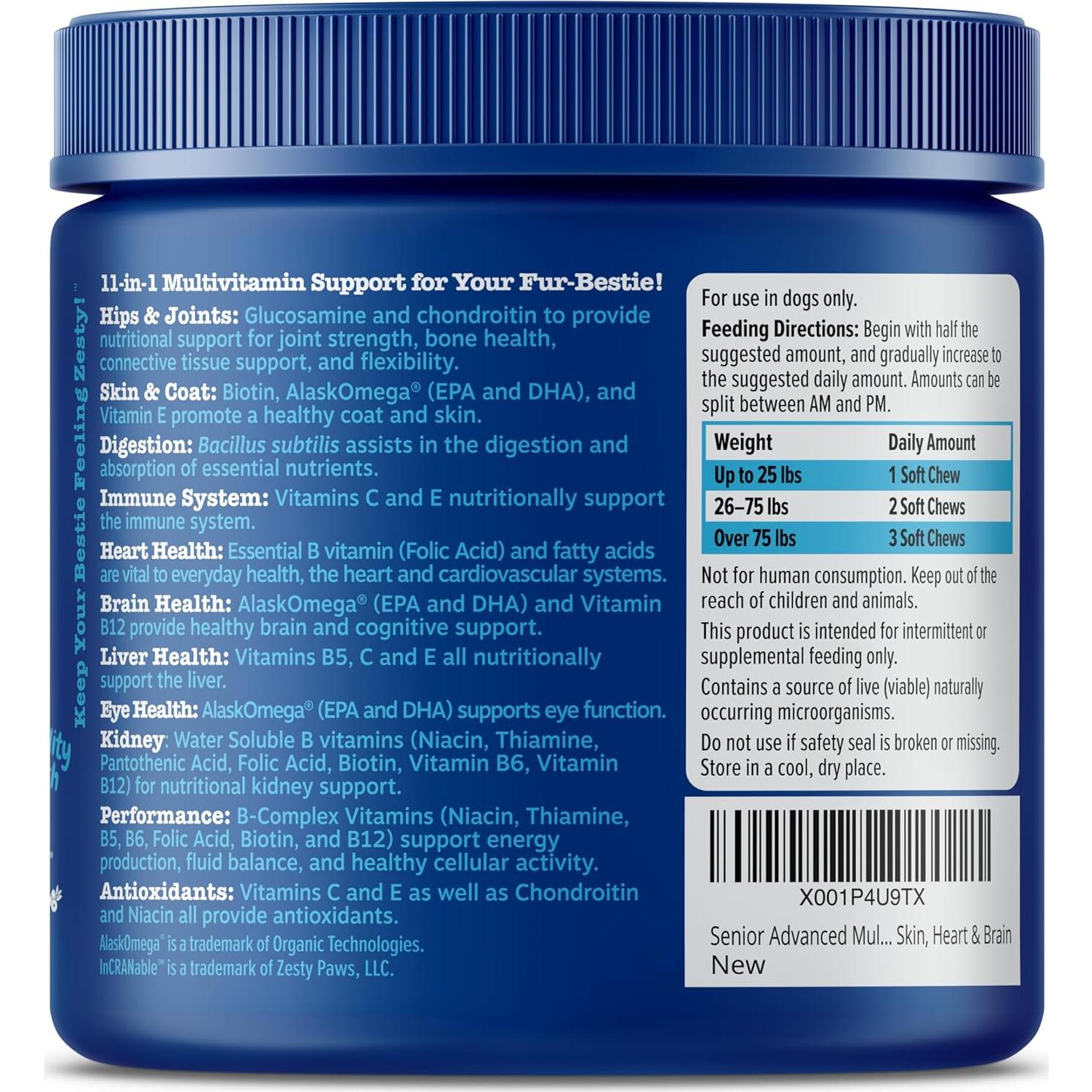 Golosinas Multivitamínicas Zesty Paws para Perros Mayores 90ct