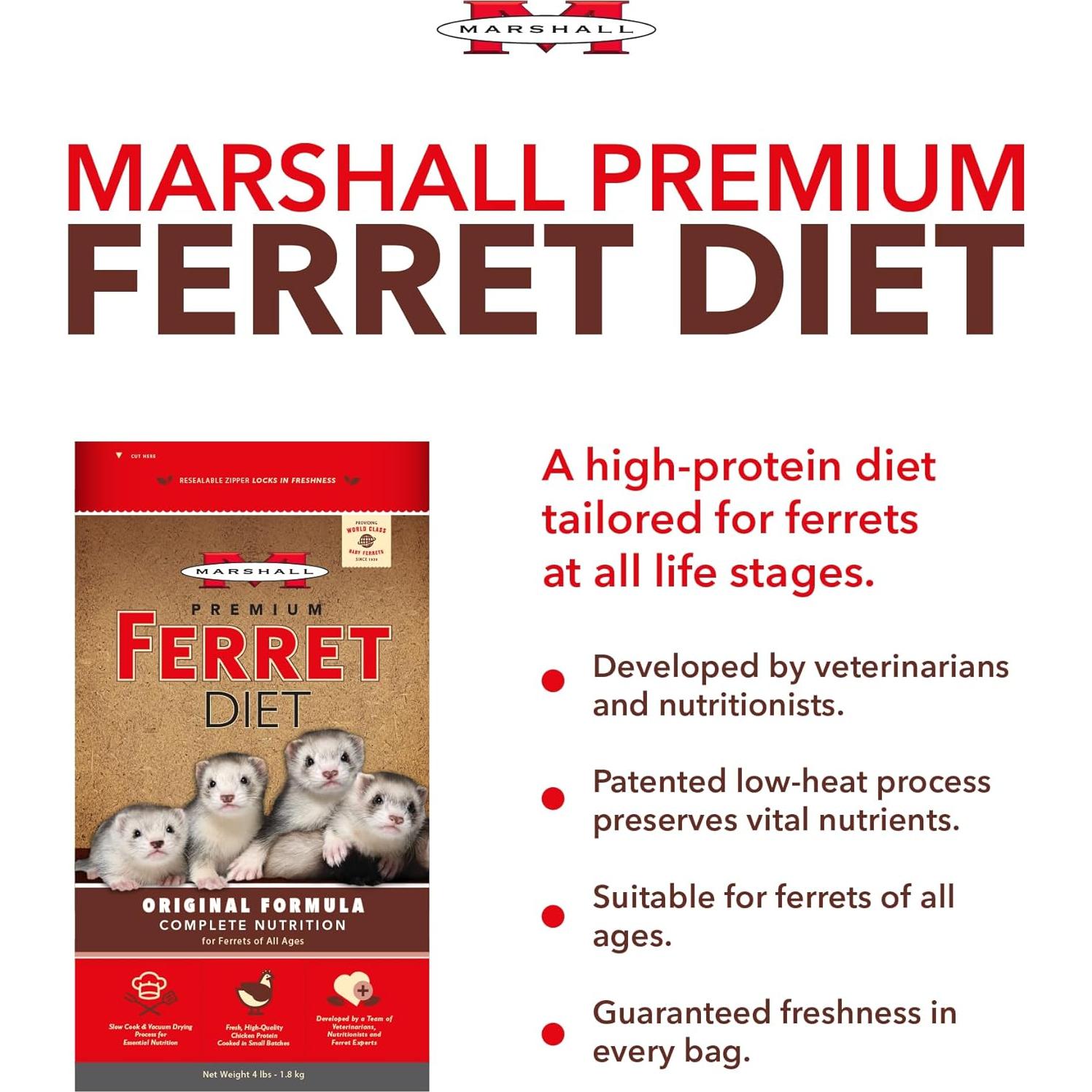 Alimento Seco para Hurones Marshall 1,81 kg Nutrición Balanceada