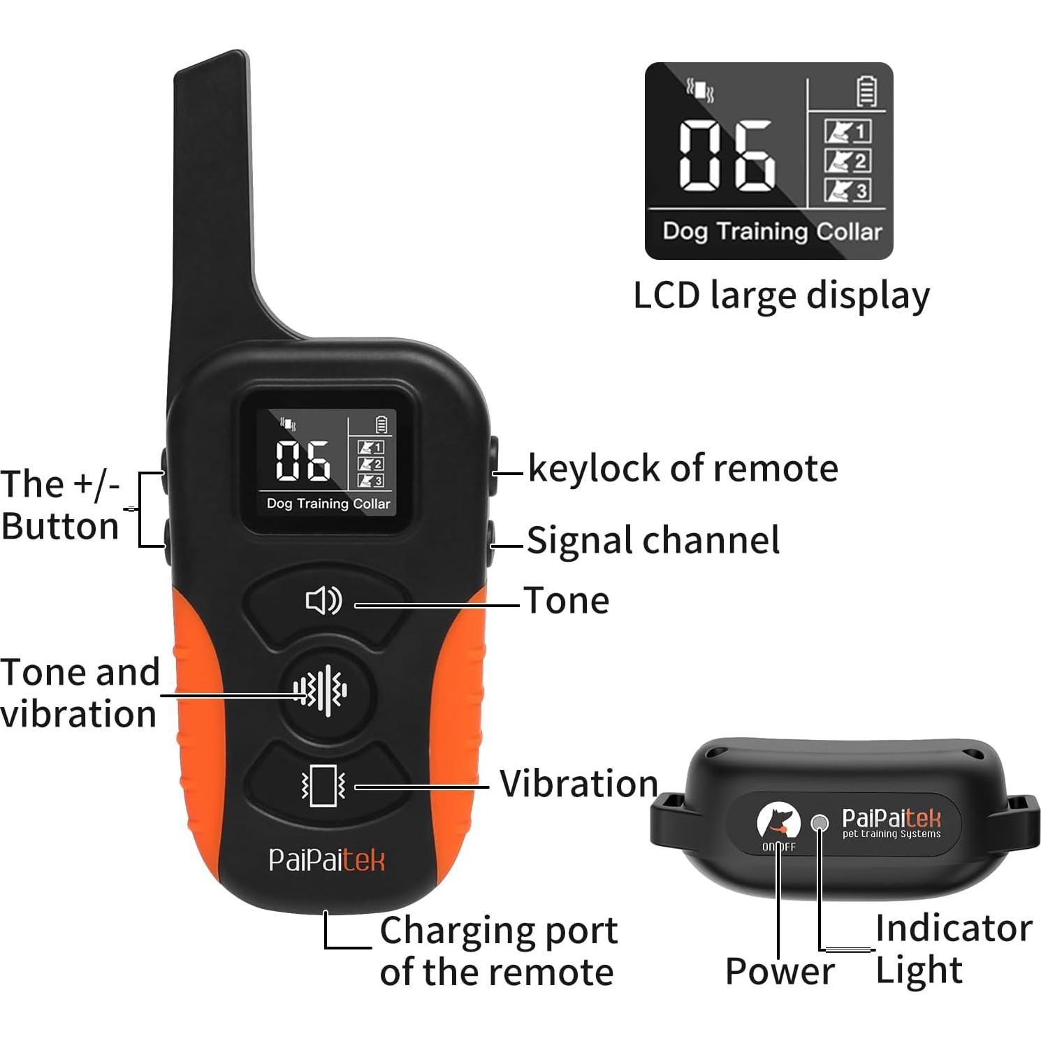 Collar Vibratorio PaiPaitek para Entrenamiento 3 Perros