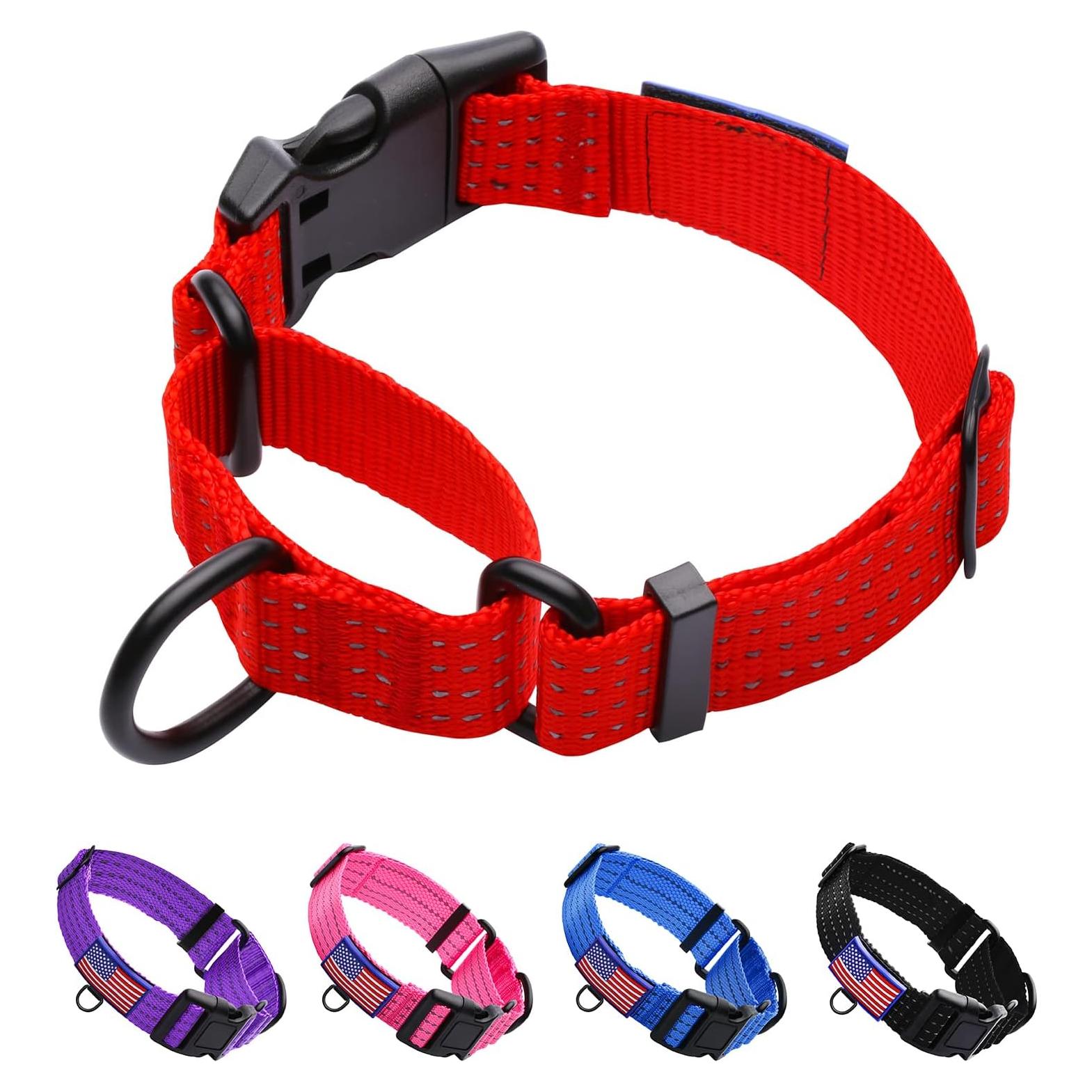 Collar Martingale LUCKYDC Rojo Ajustable para Perros Grandes