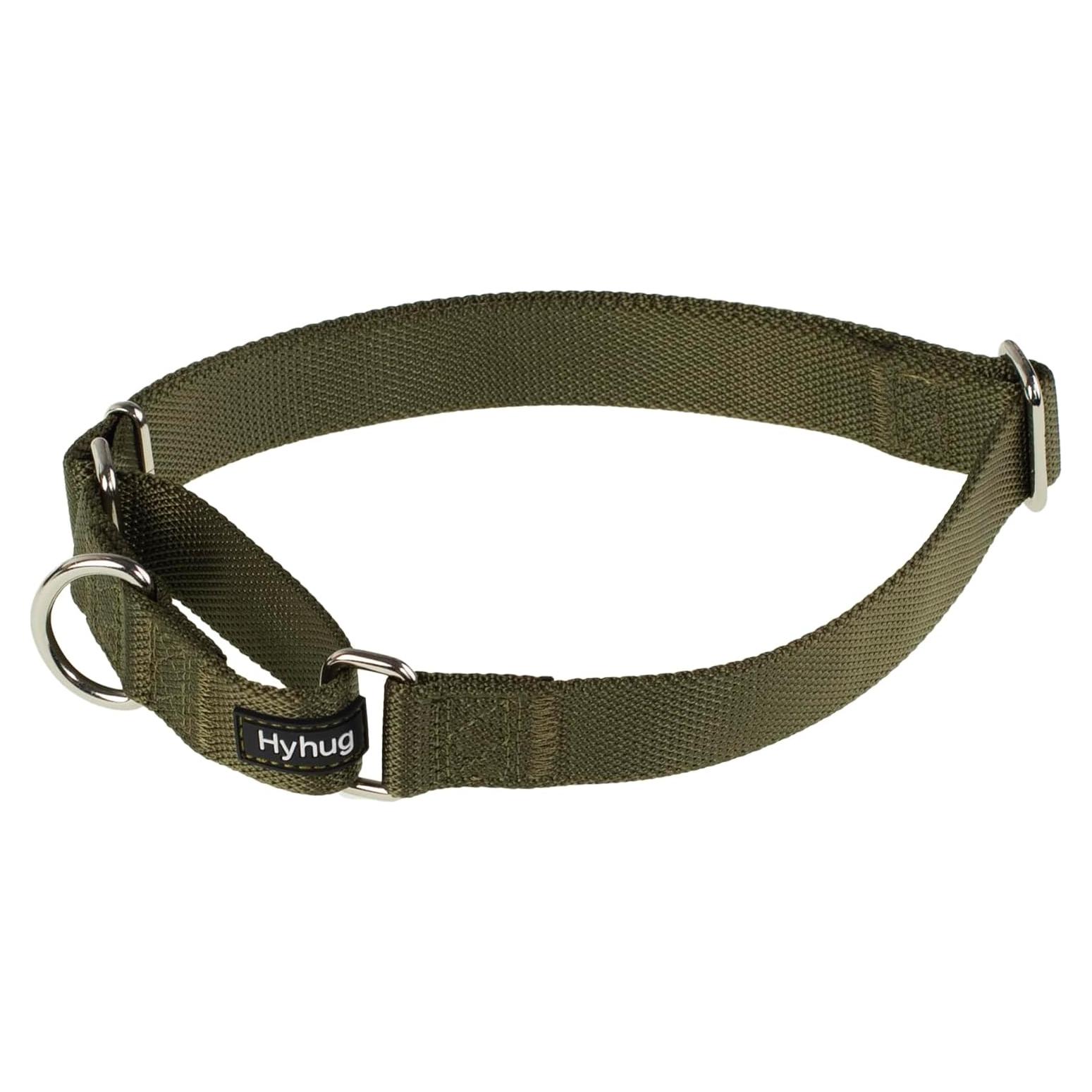 Collar Martingale Nylon Antiescape Hyhug Verde Militar Grande