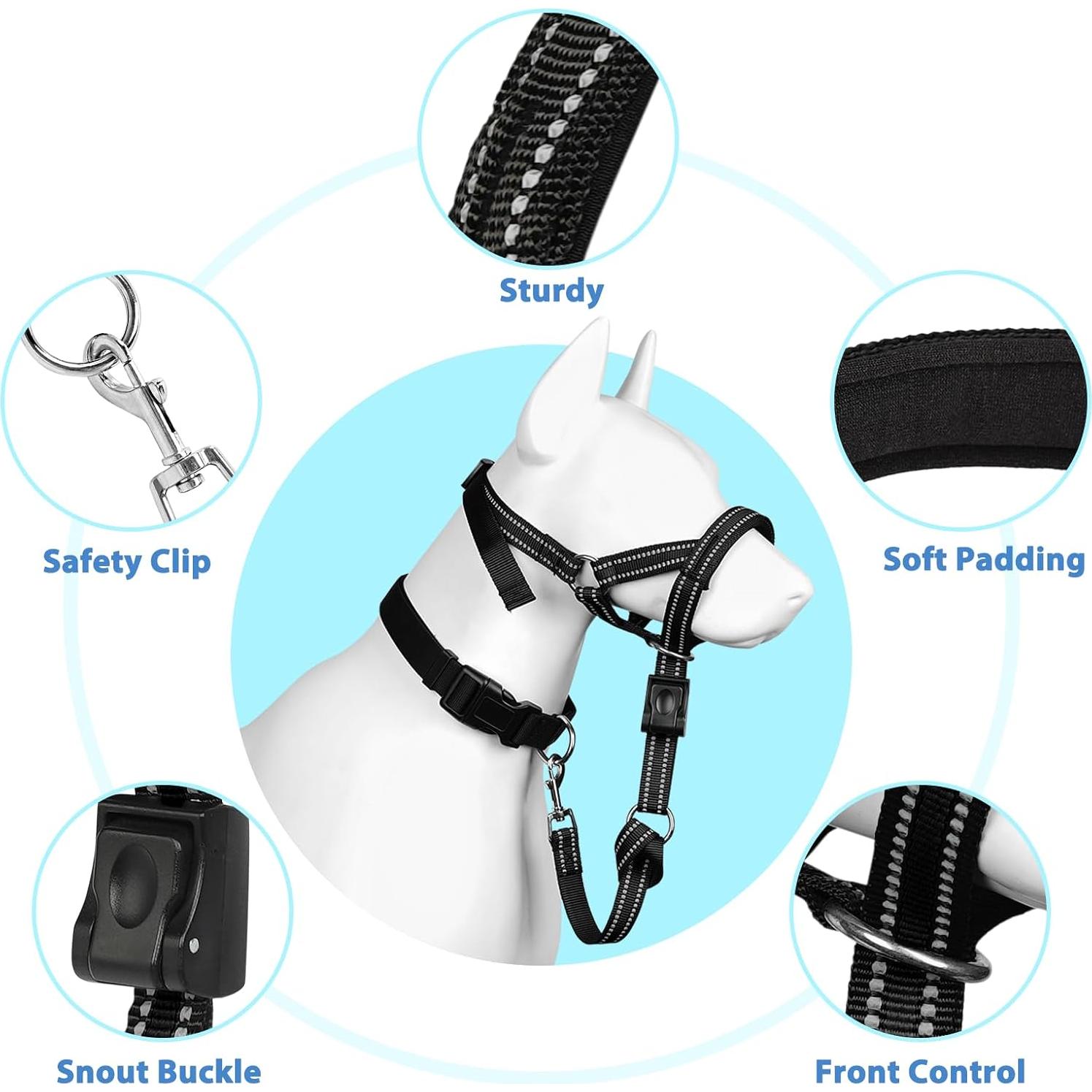 Collar de Cabeza Suave BARKLESS M Negro para Perros