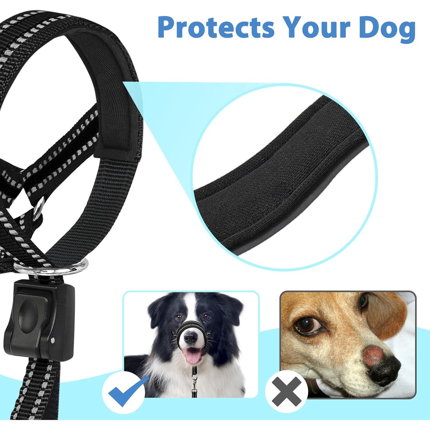 Collar de Cabeza Suave BARKLESS M Negro para Perros