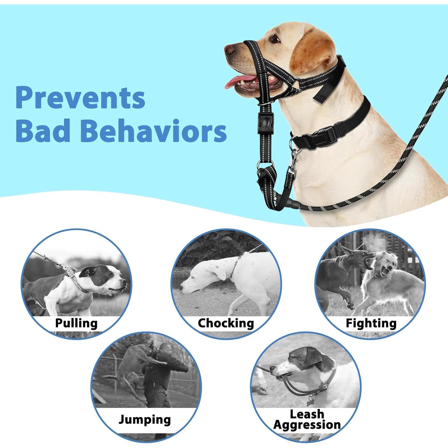 Collar de Cabeza Suave BARKLESS M Negro para Perros