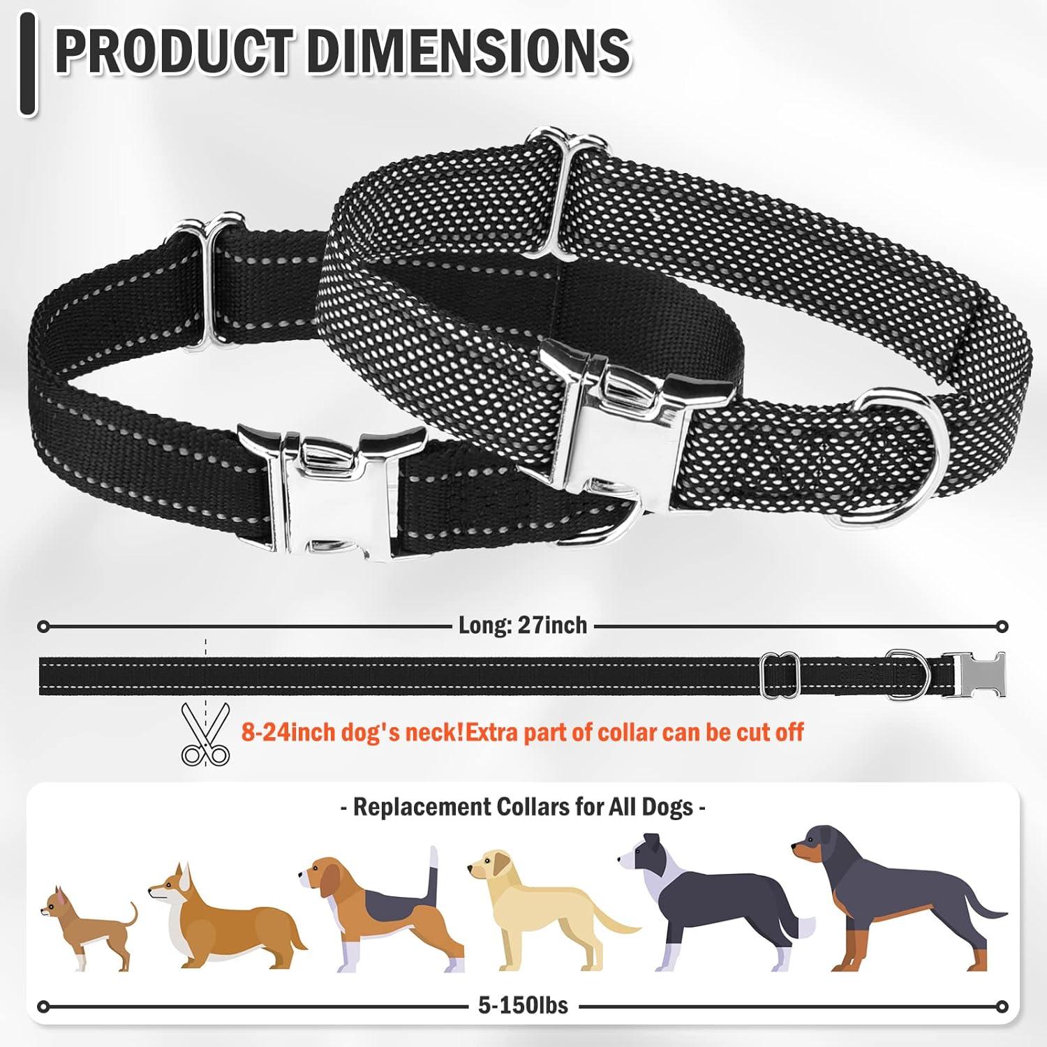 Correa de Collar para Perros ESGPET Ajustable Reflectante Negro