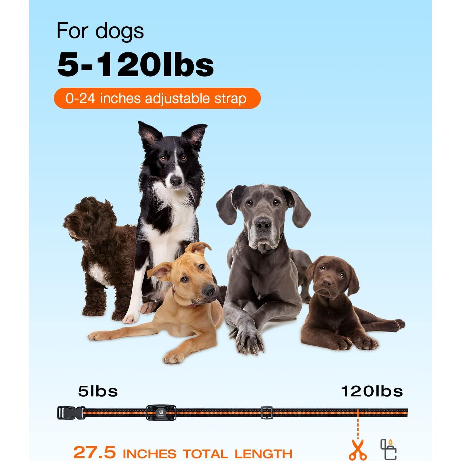 Collar de Choque Bousnic para Perros 5-120 lbs Recargable