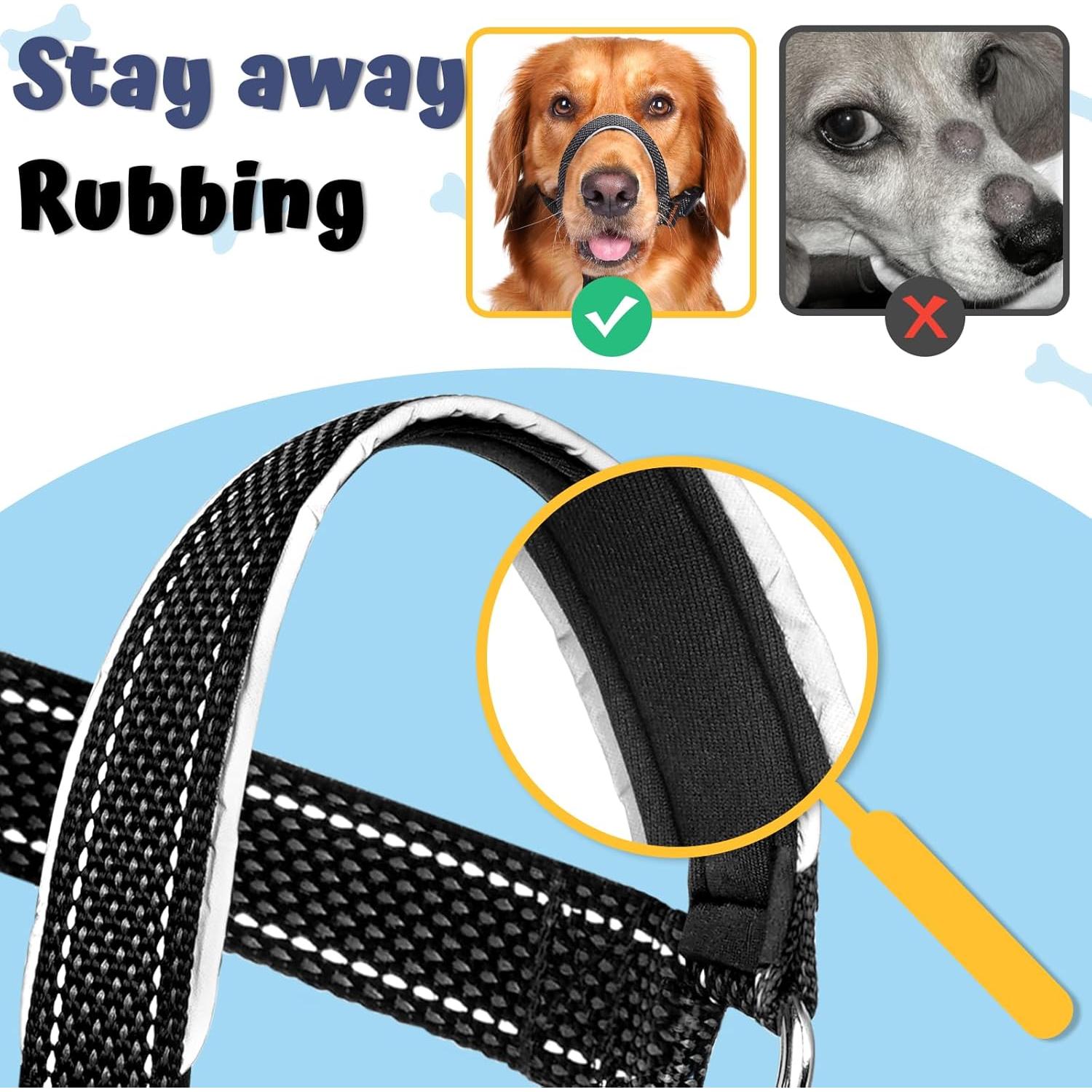 Collar de Cabeza Barkless L Negro para Perros Grandes y Medianos