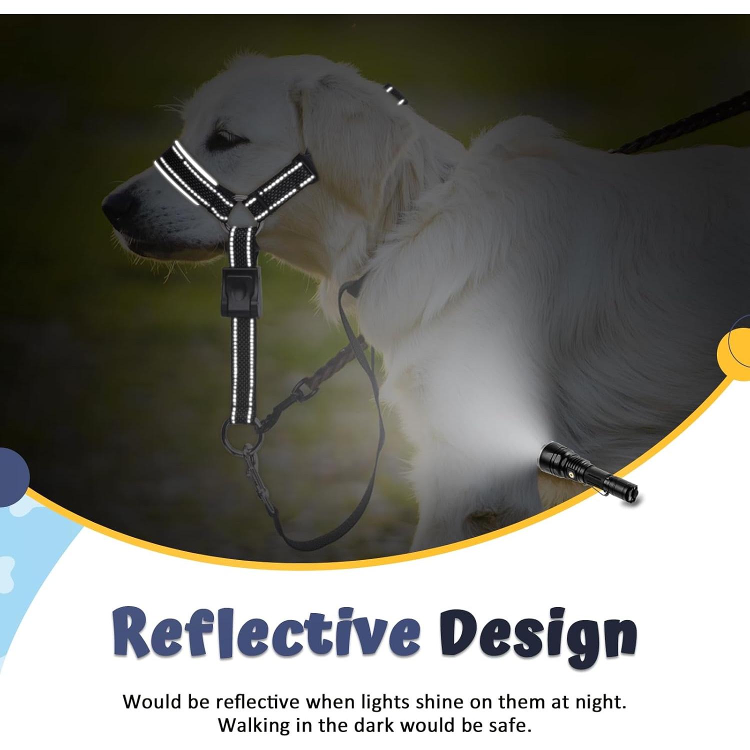 Collar de Cabeza Barkless L Negro para Perros Grandes y Medianos