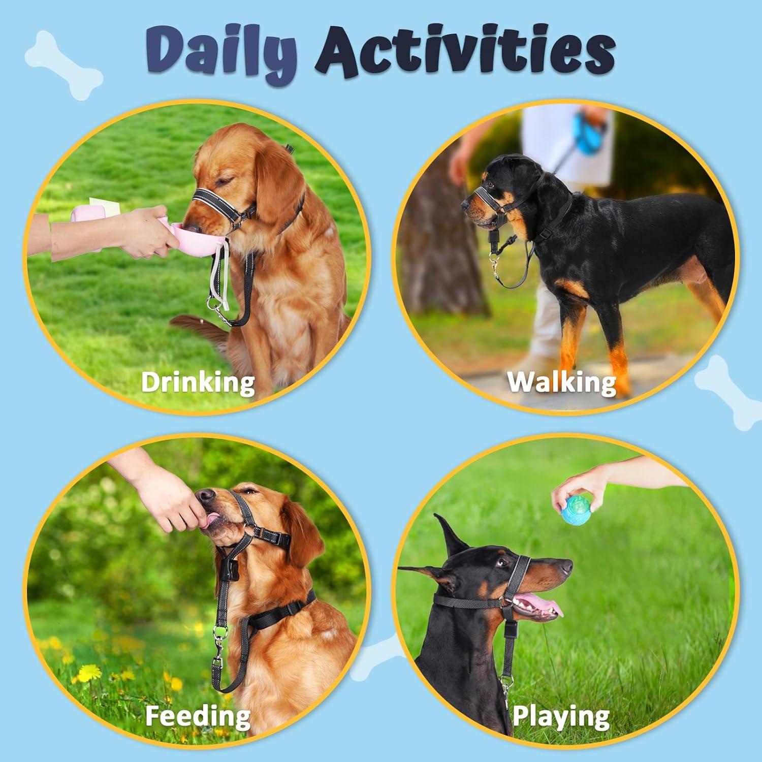 Collar de Cabeza Barkless L Negro para Perros Grandes y Medianos