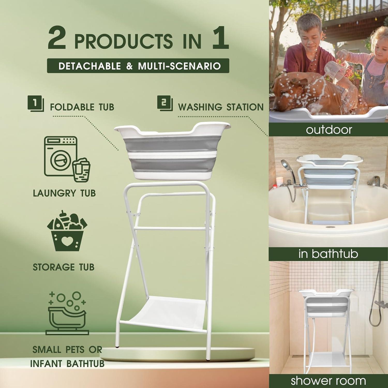 Bañera para Perros CYGNE 2 en 1 Elevada Plegable 94.8 cm