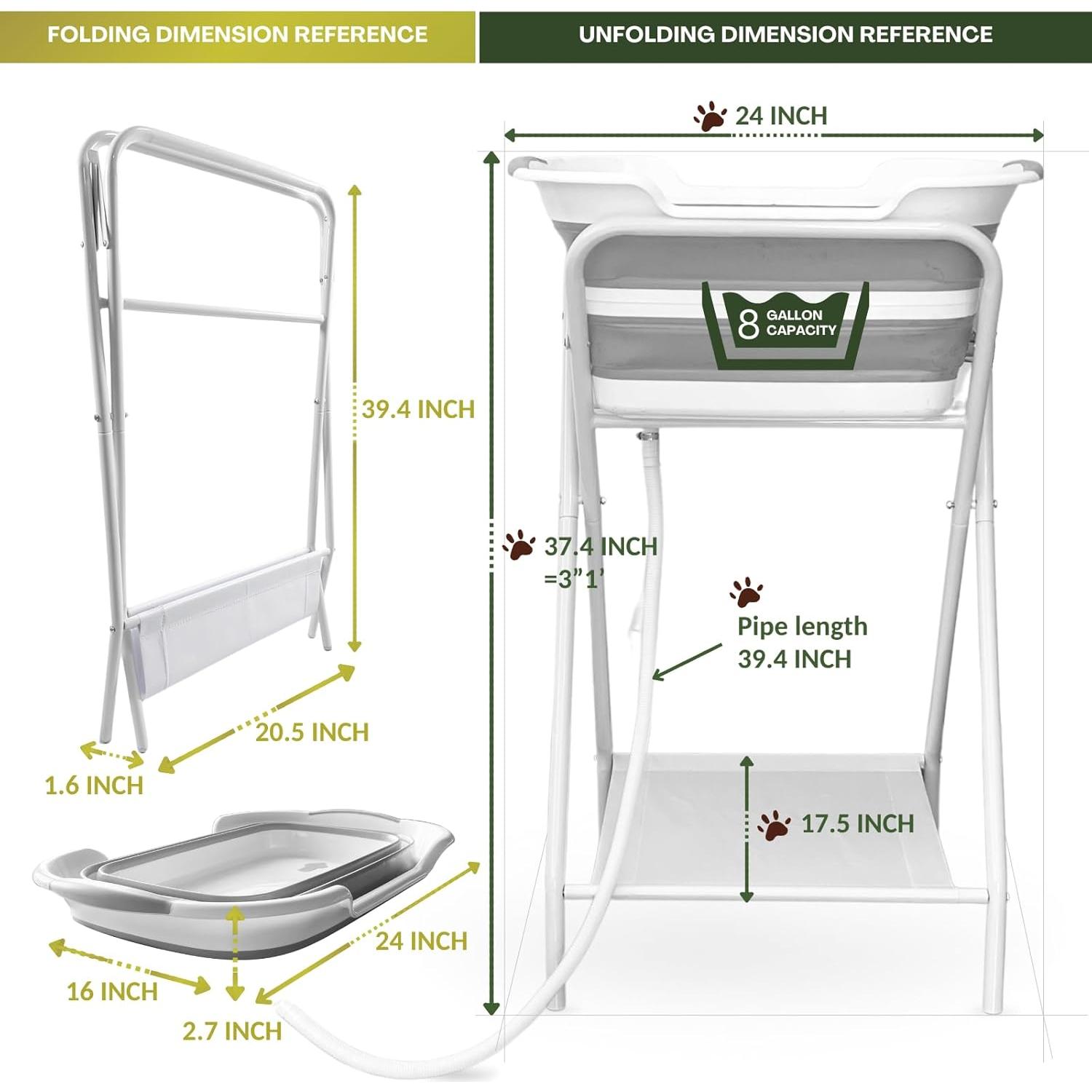 Bañera para Perros CYGNE 2 en 1 Elevada Plegable 94.8 cm