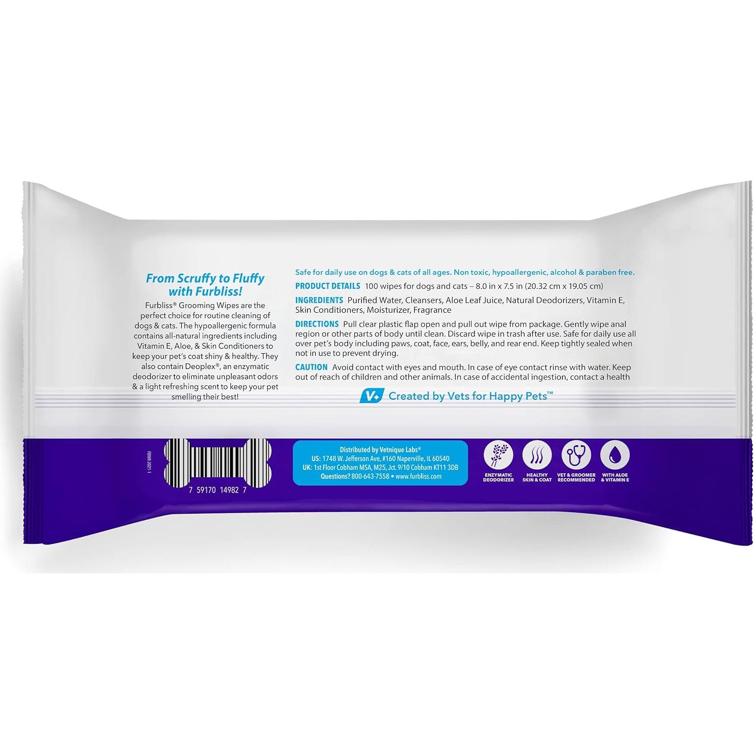 Toallitas Higiénicas Furbliss Vetnique Labs 100 Unidades