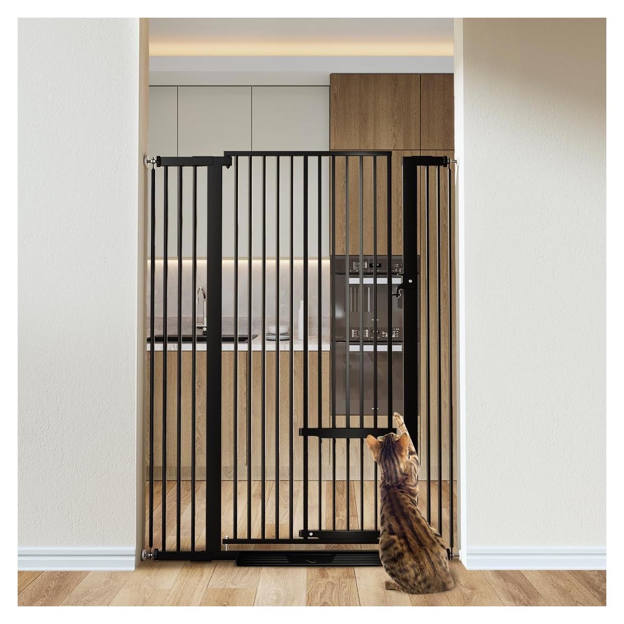 Puerta para Mascotas COMOMY 139.9 cm Alta Ajustable Negra