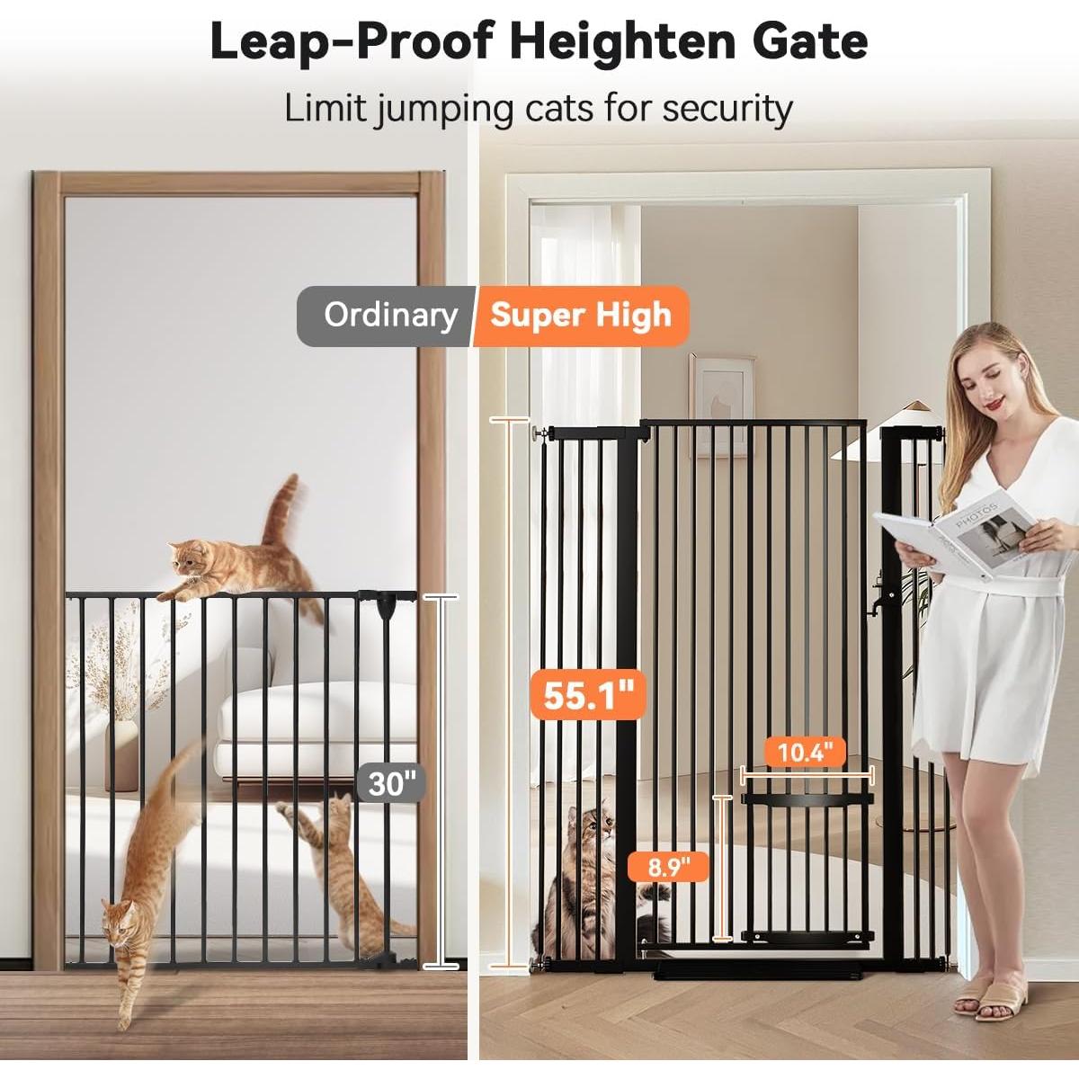 Puerta para Mascotas COMOMY 139.9 cm Alta Ajustable Negra