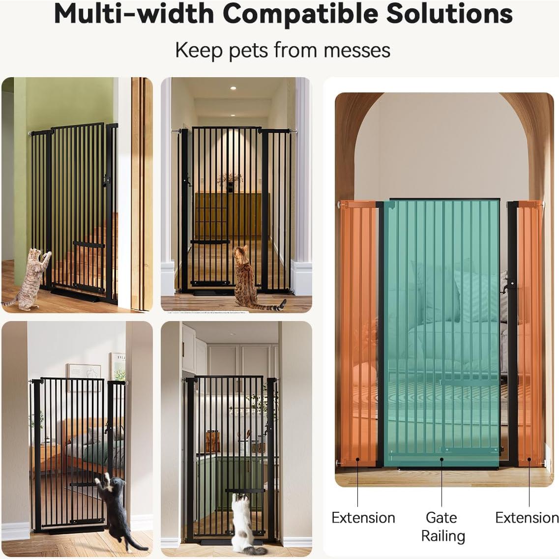 Puerta para Mascotas COMOMY 139.9 cm Alta Ajustable Negra