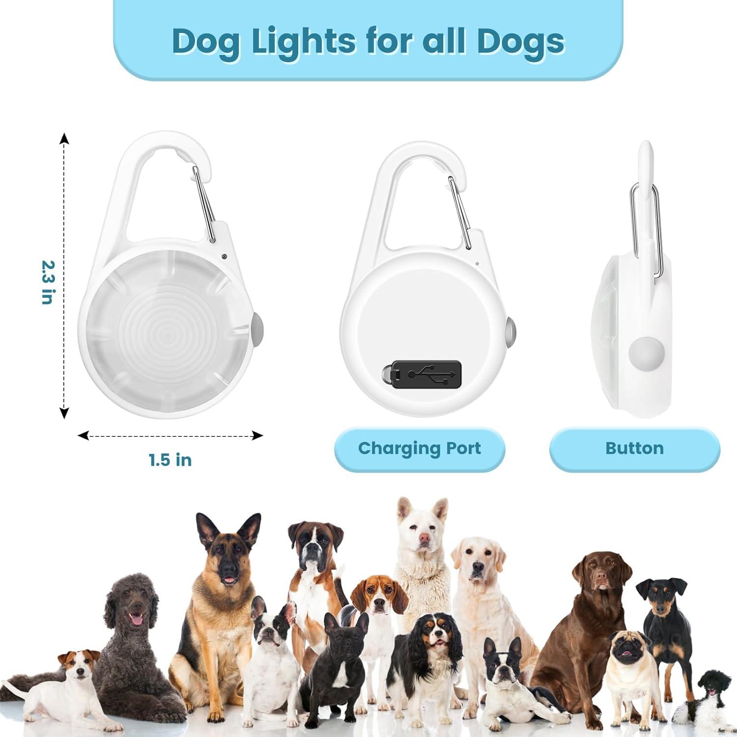 Collar LED recargable para perro POEEY con luz RGB 2Pack