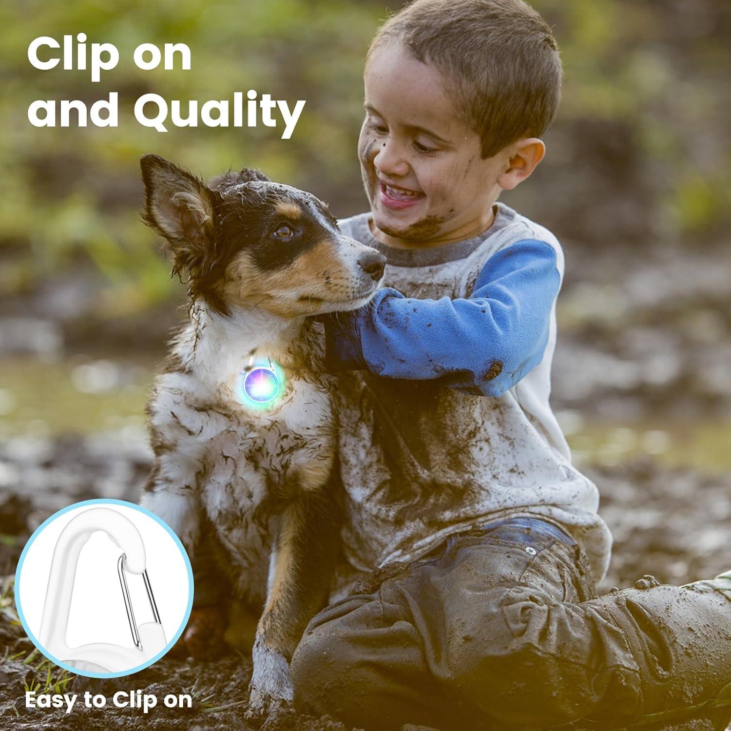 Collar LED recargable para perro POEEY con luz RGB 2Pack