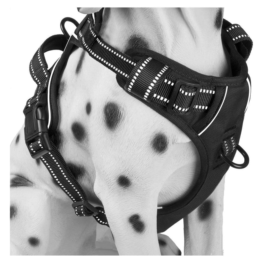 Arnés para Perros PoyPet Grande Negro Reflectante Ajustable