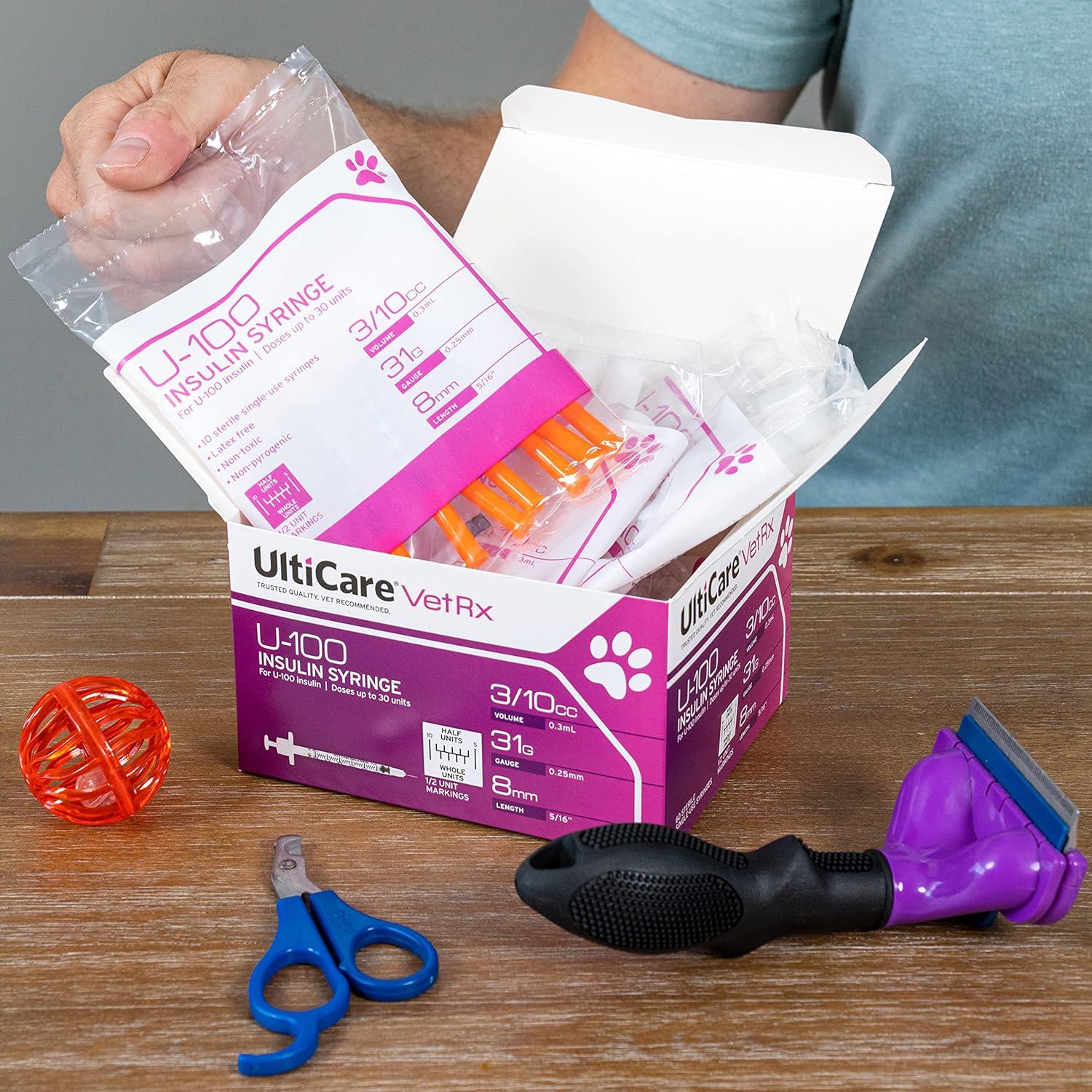 Jeringas de Insulina UltiCare VetRx U-100 3/10cc 60 unidades