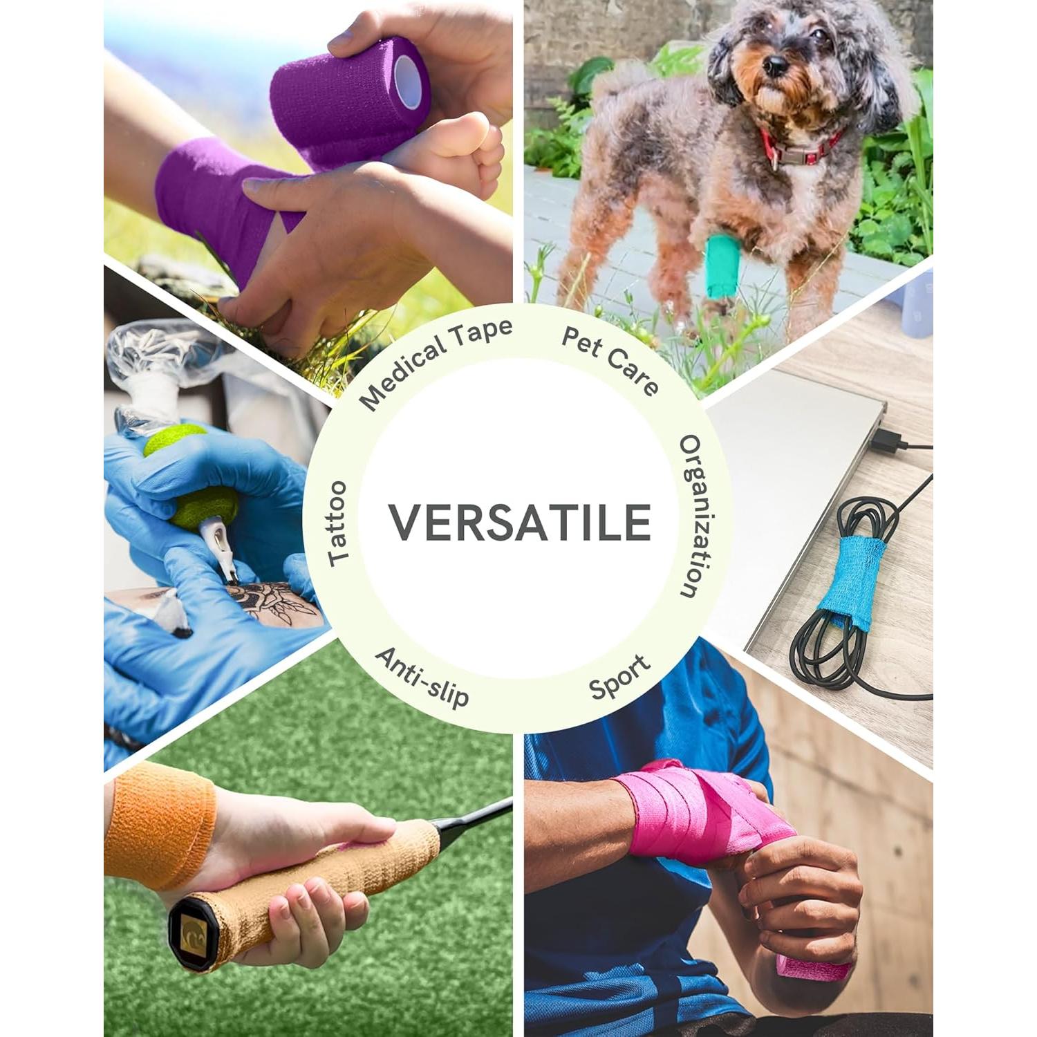 Vendaje Autoadhesivo FriCARE 2" x 5,08m Kit 6 Rollos Arcoíris