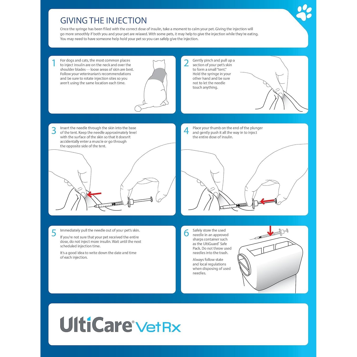 Jeringas de Insulina U-40 UltiCare 100ct para Mascotas