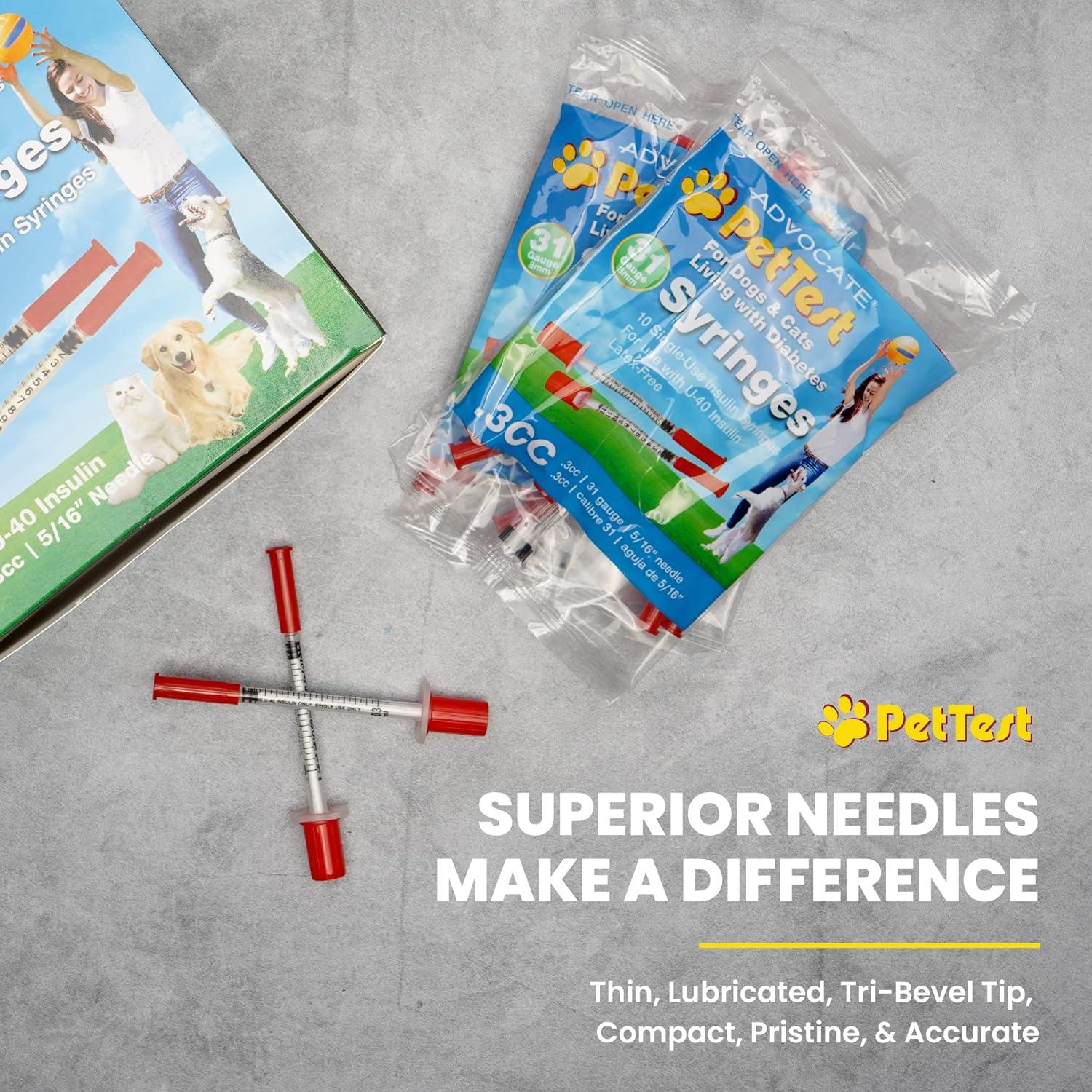 Jeringas de Insulina U-40 PetTest 0.3CC 31G para Mascotas