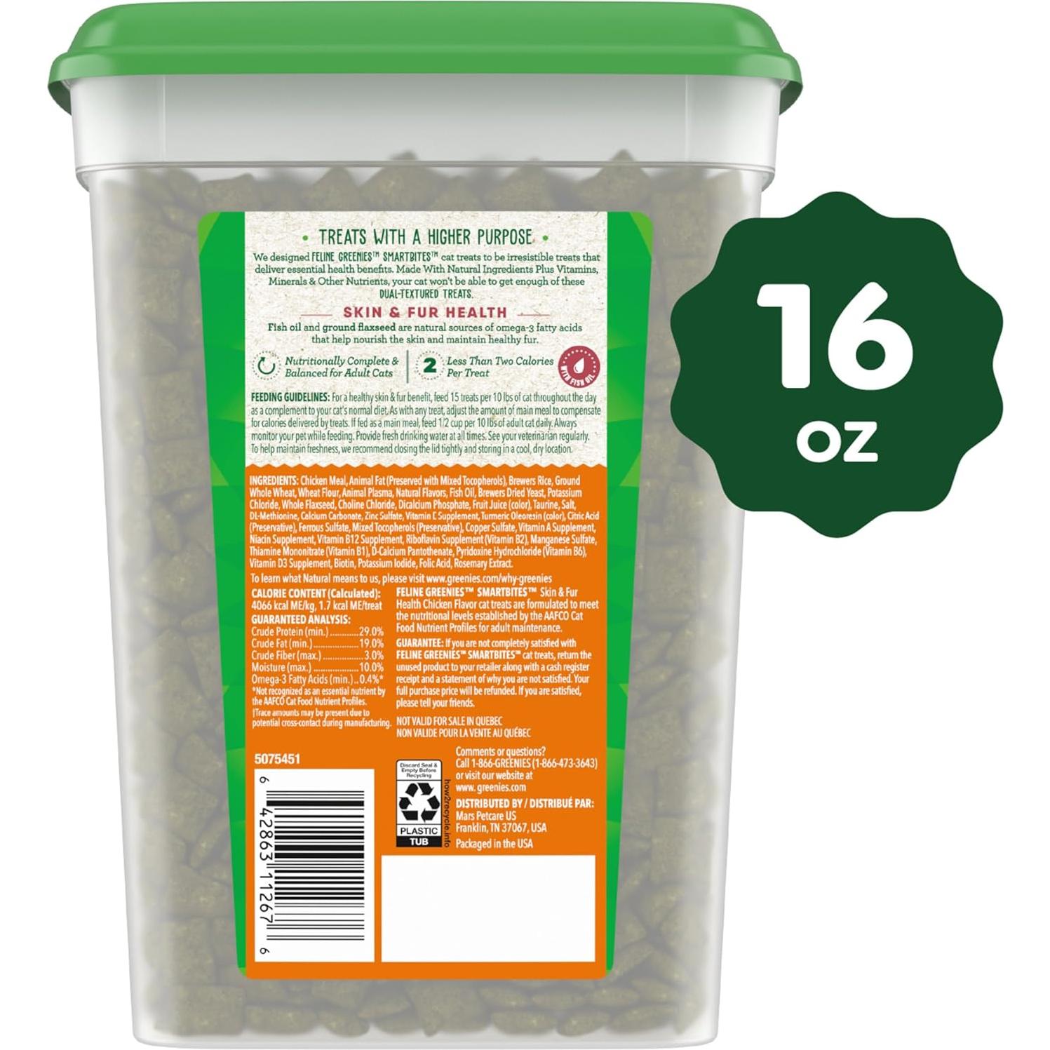 Galletas Greenies Smartbites Salud Piel y Pelaje Gatos 450g